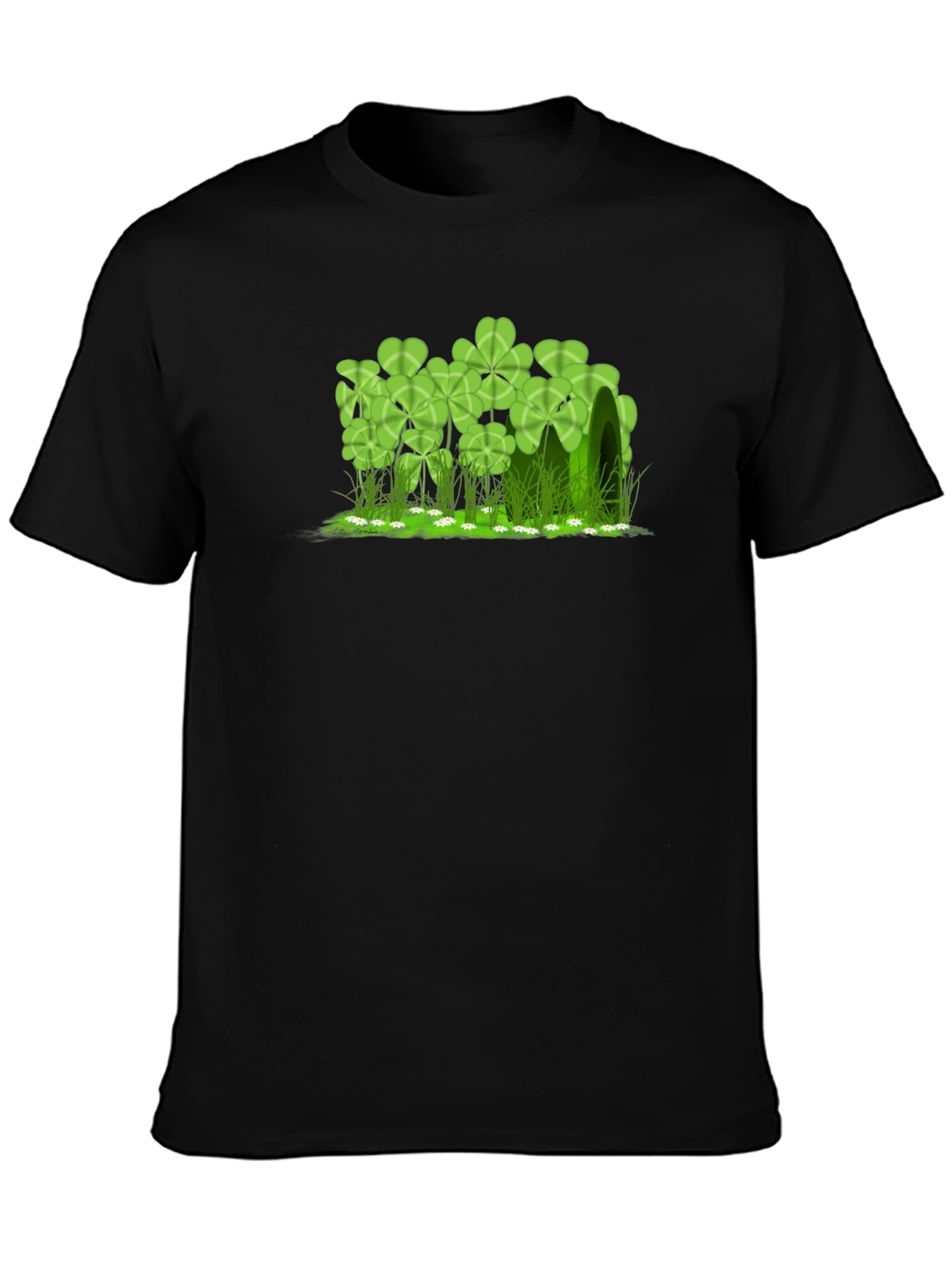 Lucky Clover Graphic Black T-Shirt