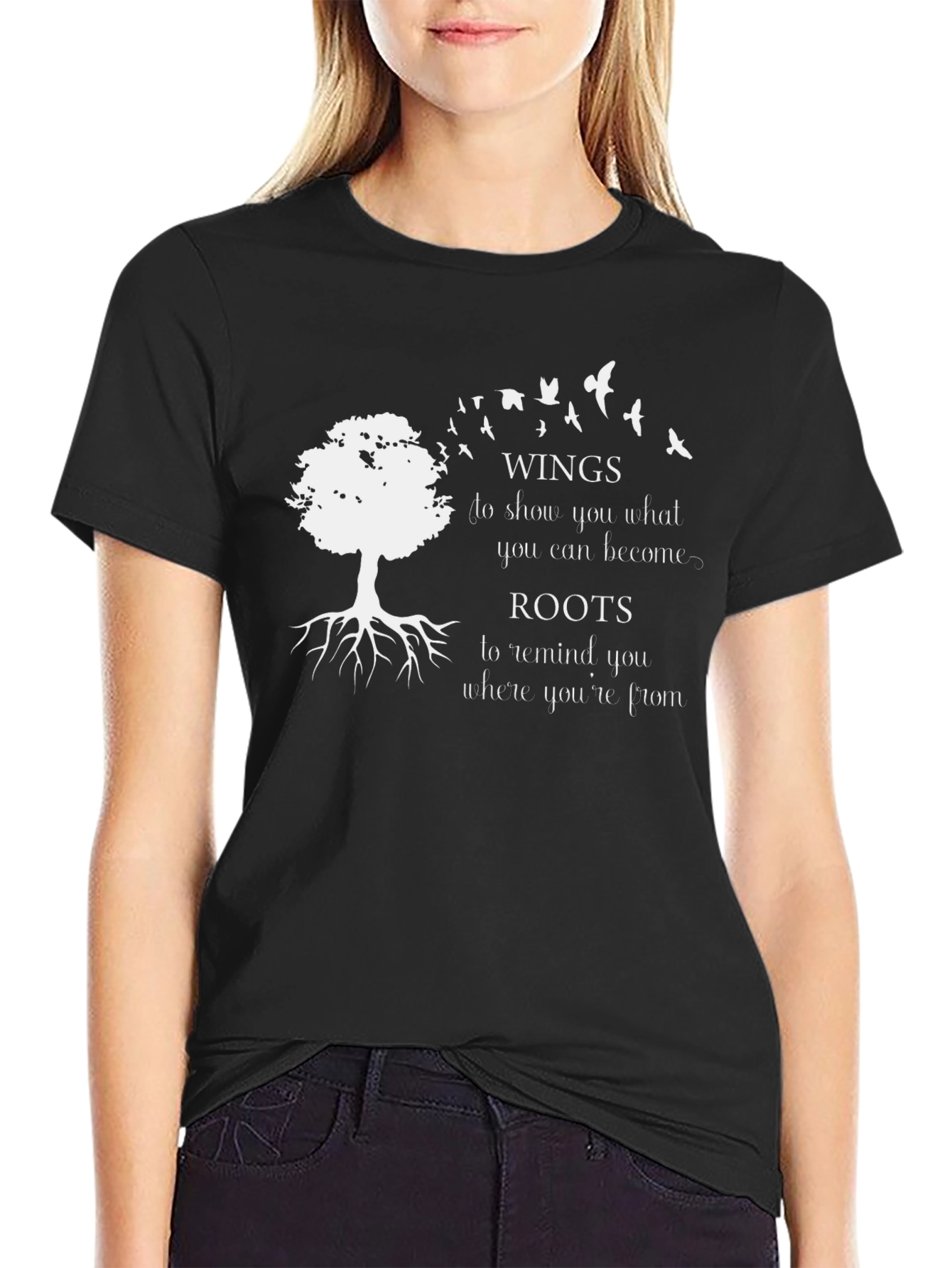 Wings & Roots Graphic T-Shirt - Black