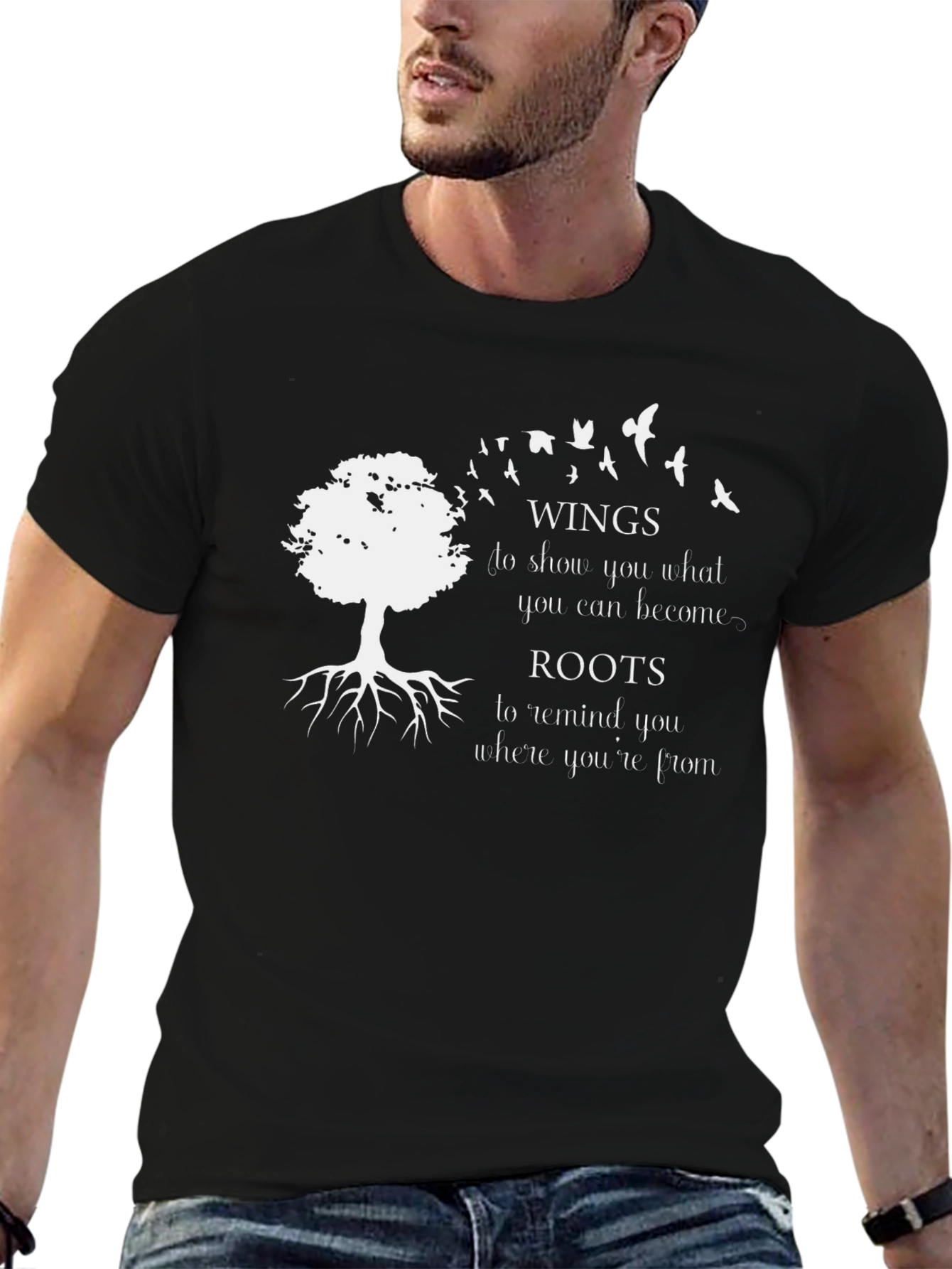 Wings & Roots Graphic T-Shirt - Black