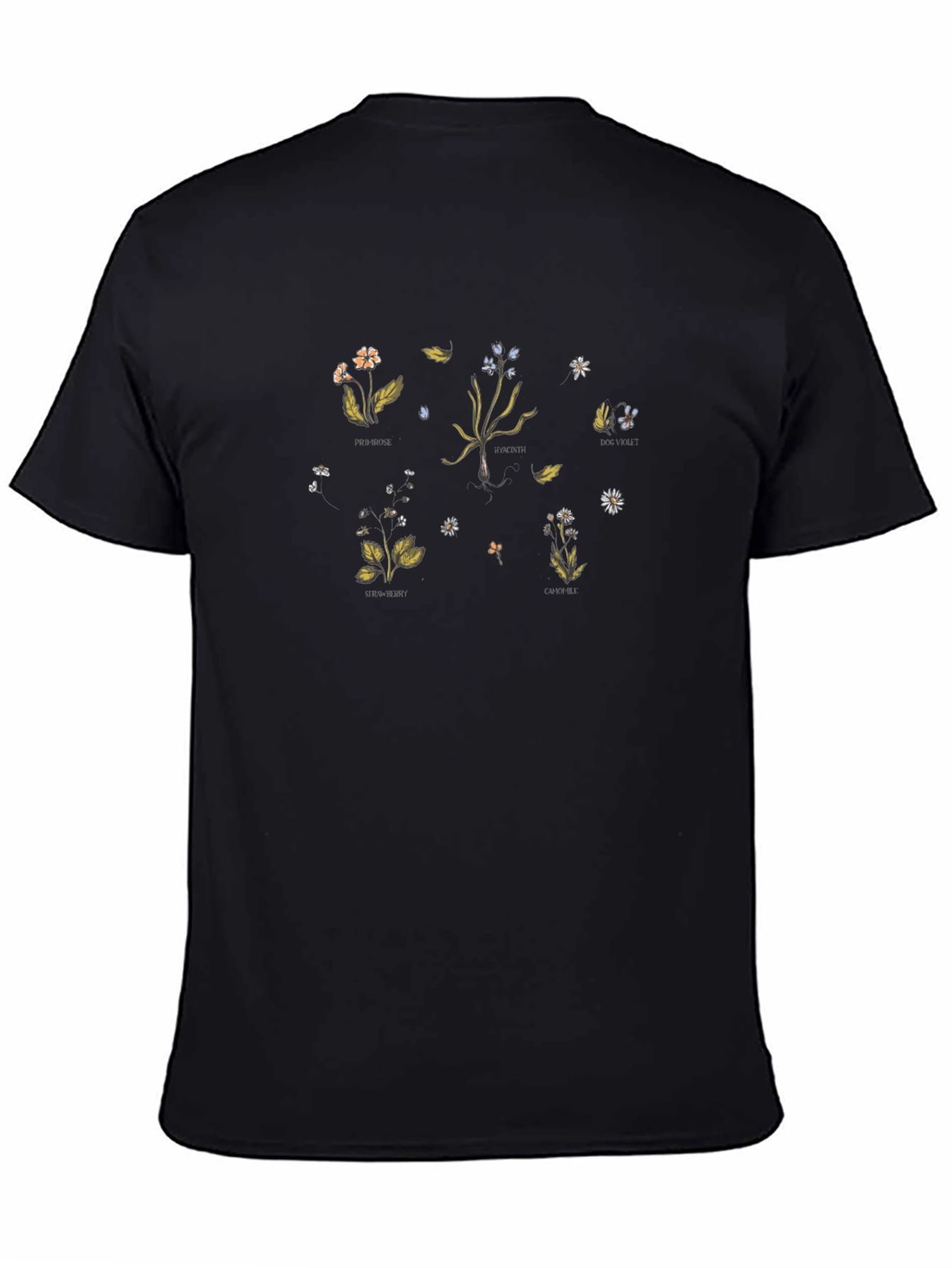 Botanical Print Black T-Shirt