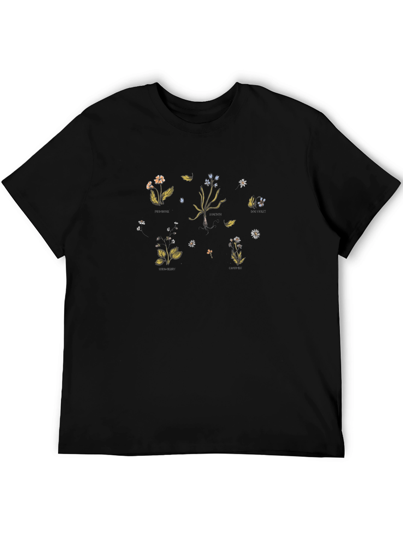 Botanical Print Black T-Shirt