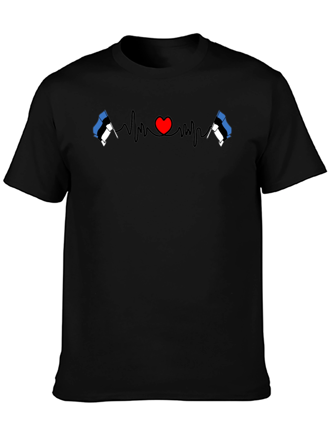 Estonia Flag Heartbeat Graphic Tee - Love Estonia Shirt