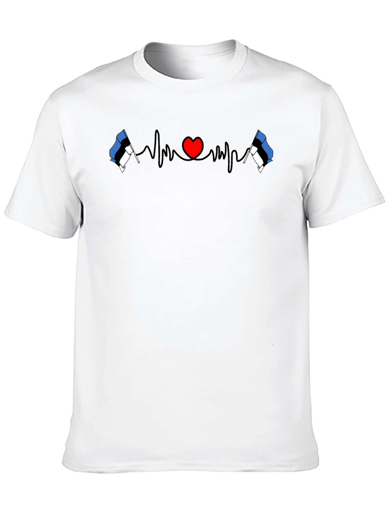 Estonia Flag Heartbeat Graphic Tee - Love Estonia Shirt