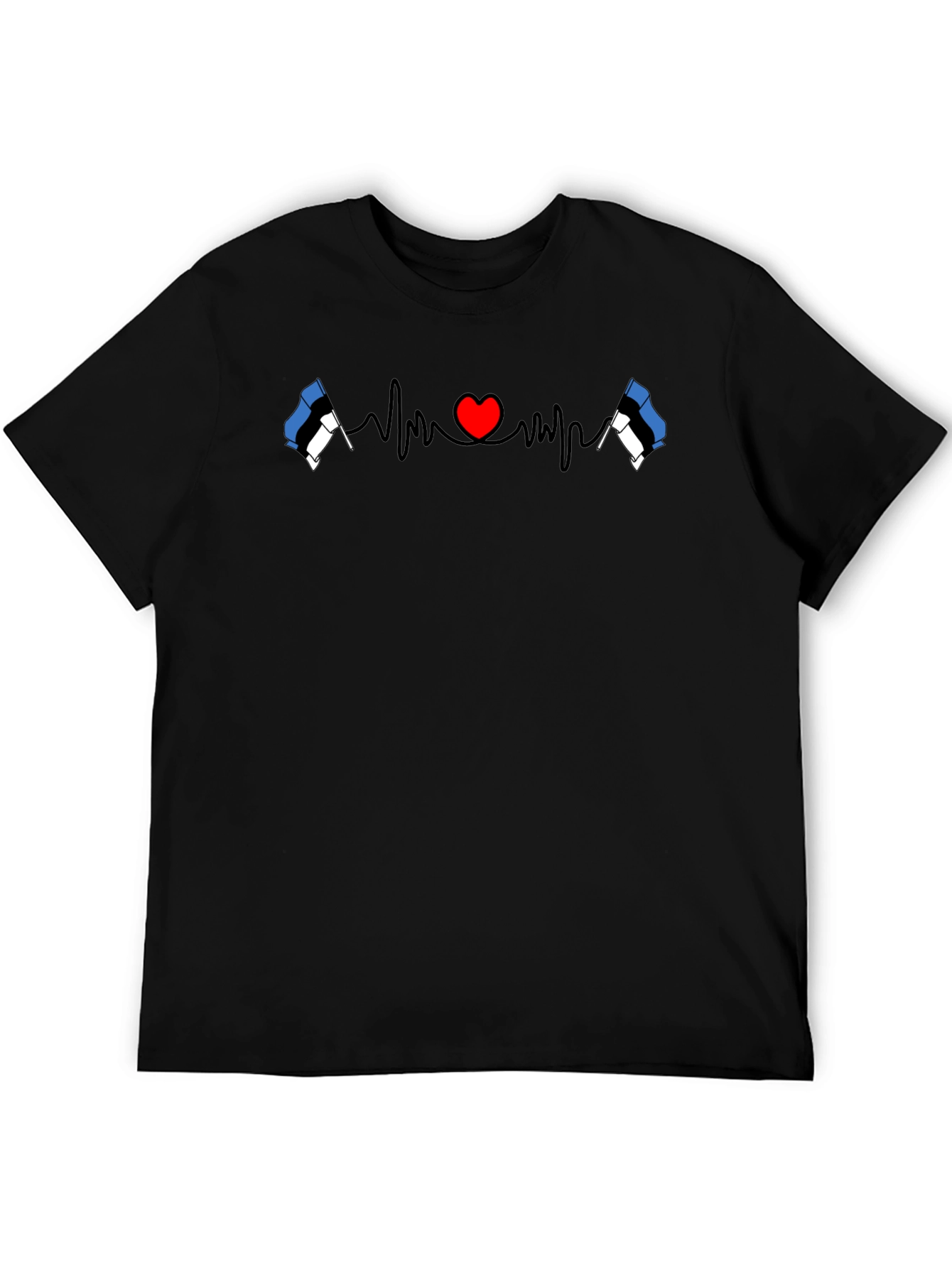 Estonia Flag Heartbeat Graphic Tee - Love Estonia Shirt