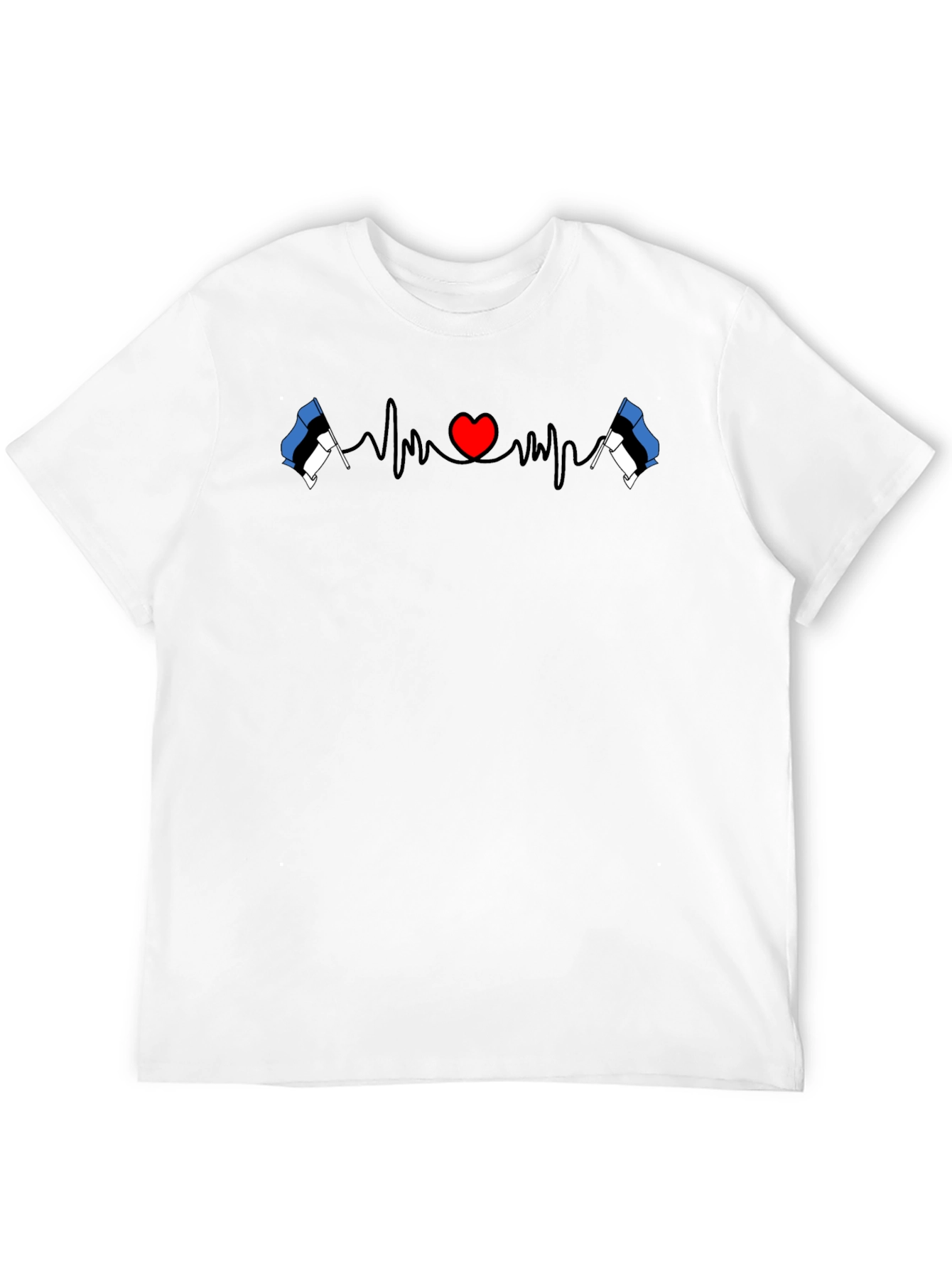 Estonia Flag Heartbeat Graphic Tee - Love Estonia Shirt