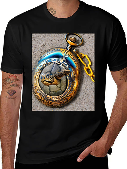 Turtle Time: Unique Pocket Watch Graphic Tee