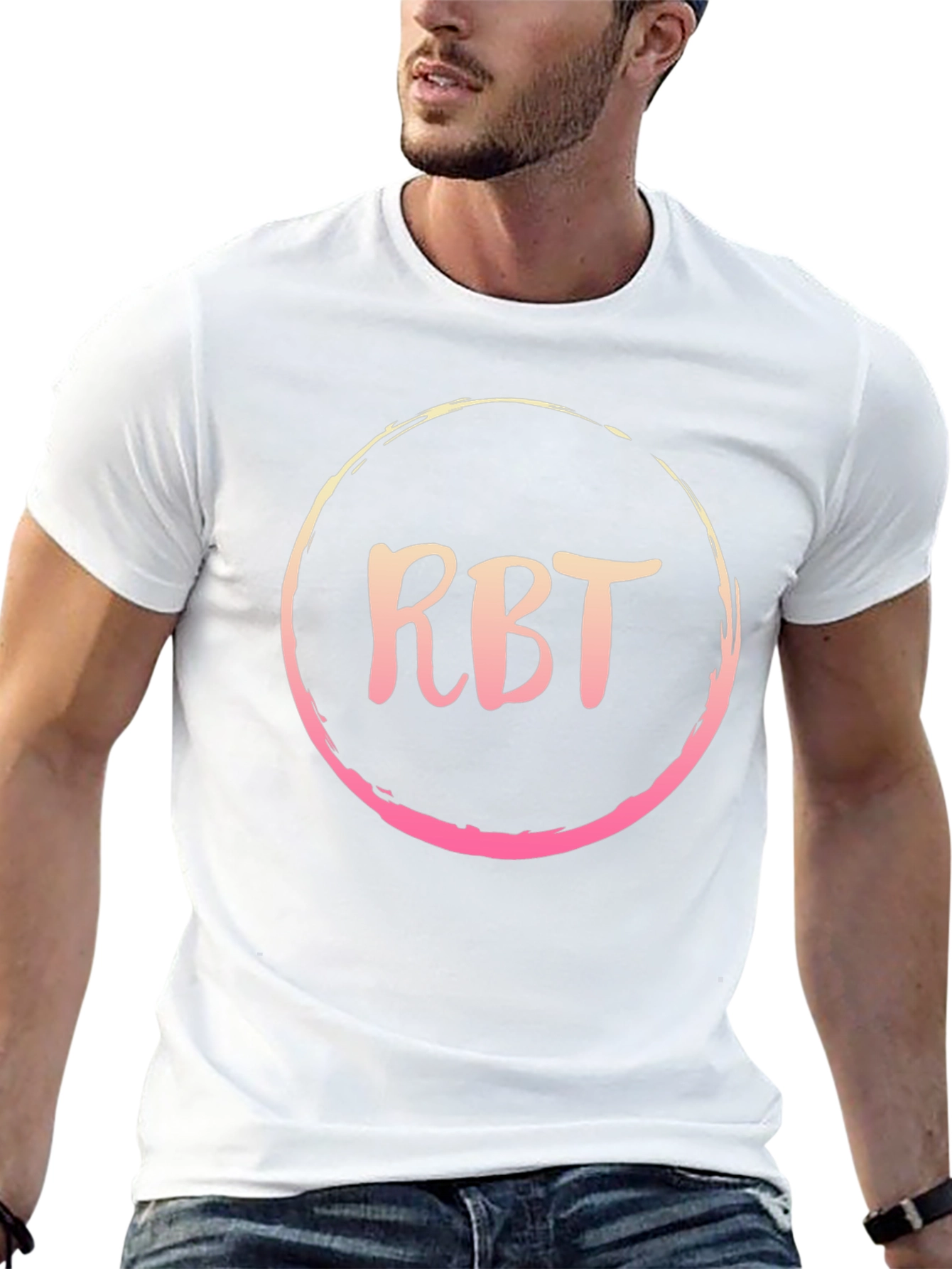 RBT Initial Black Cotton Blend Graphic Tee