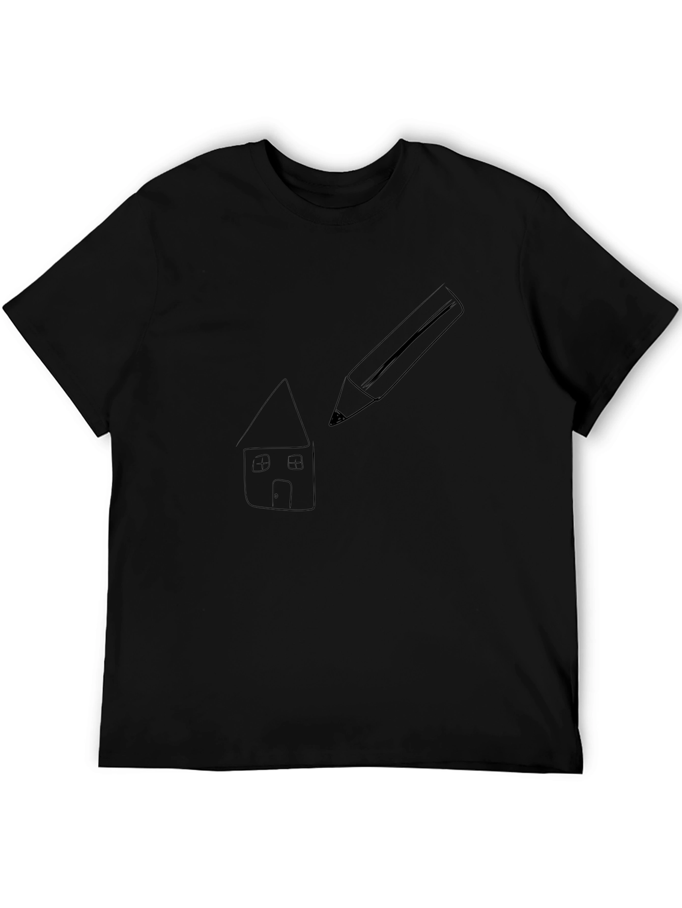 Creative Sketch Tee - Black Cotton Graphic T-Shirt