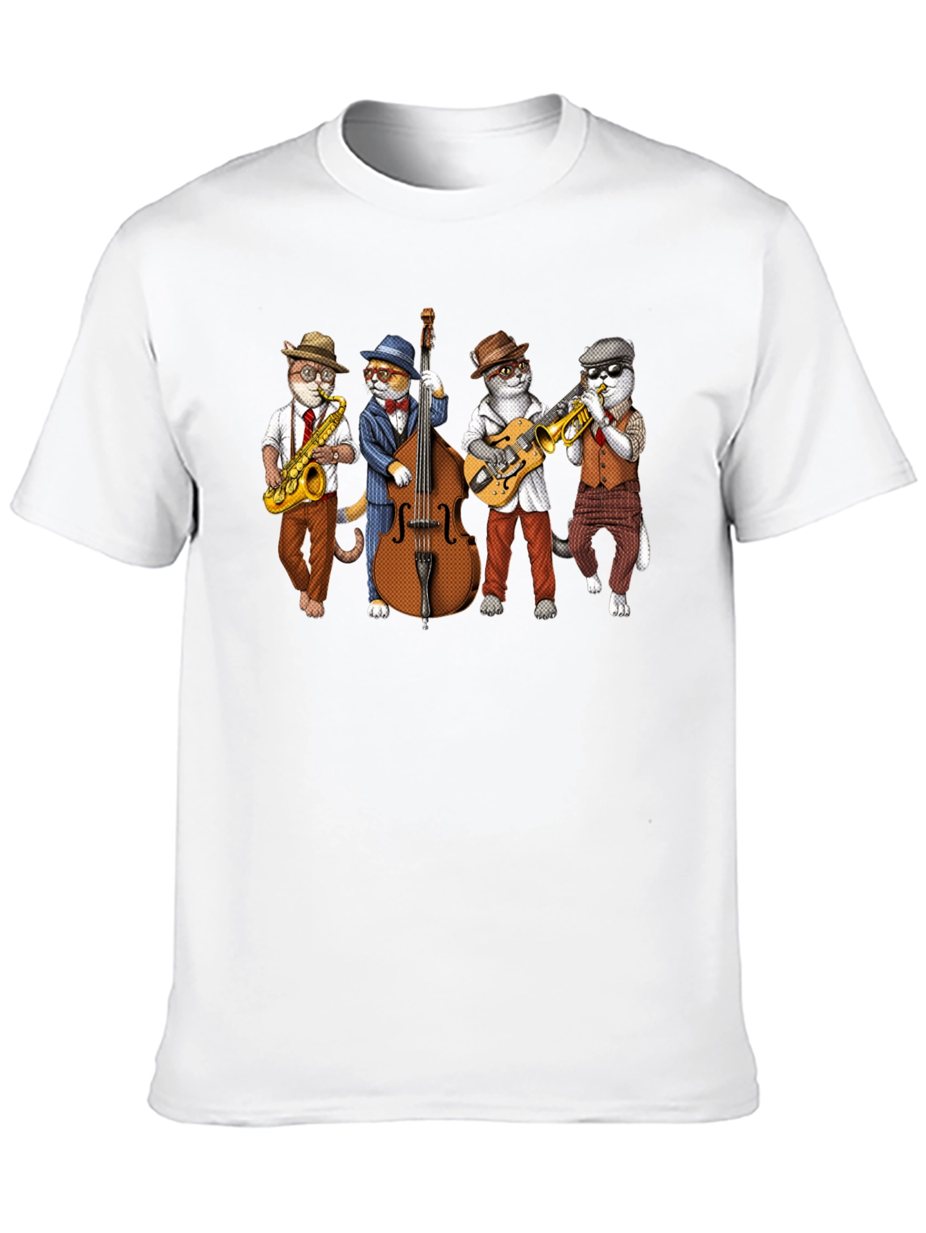 Jazz Cats Black T-Shirt - Musical Felines Tee