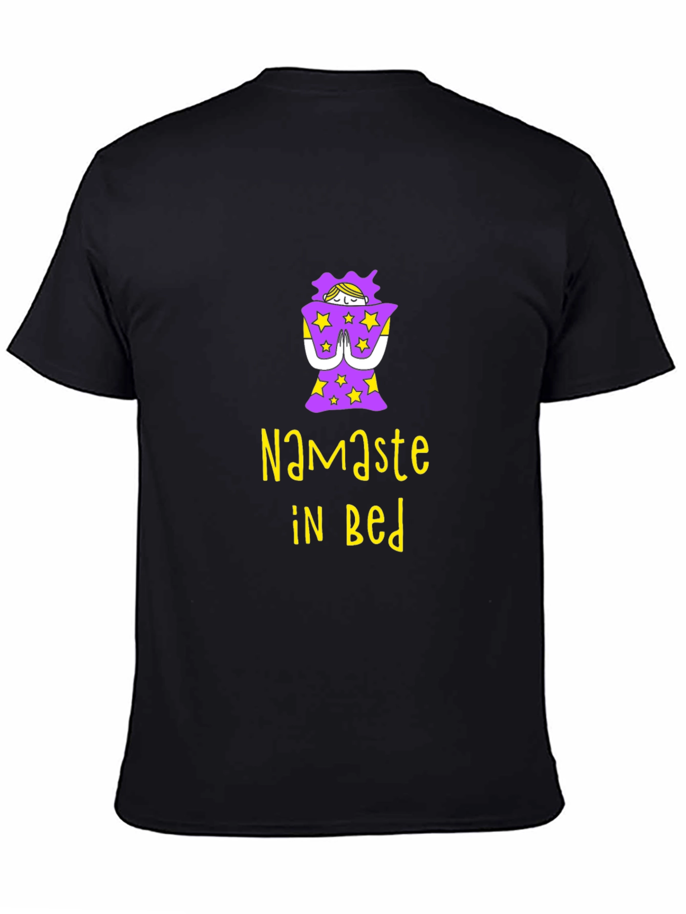 Namaste In Bed Graphic Tee - Black Cotton T-Shirt