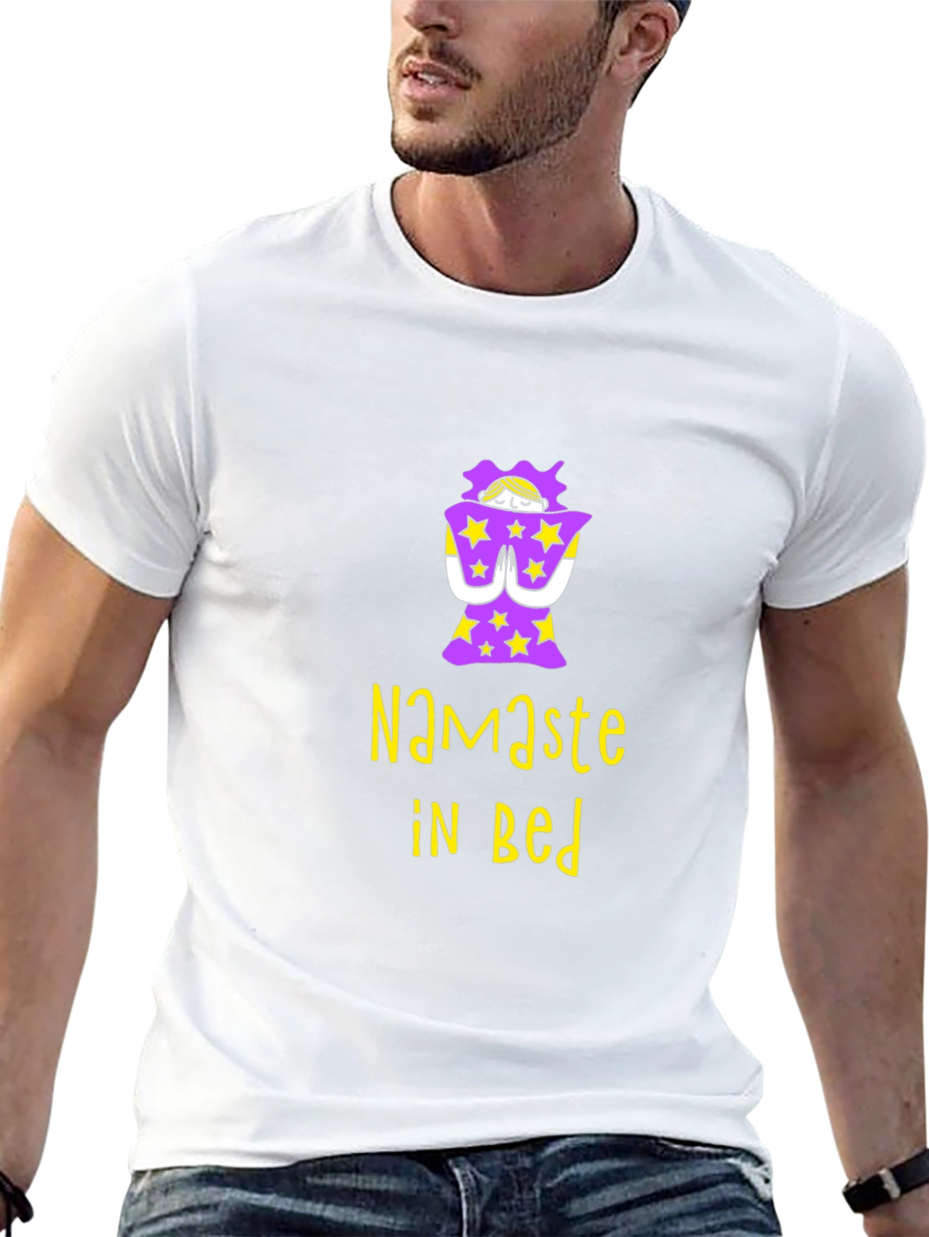 Namaste In Bed Graphic Tee - Black Cotton T-Shirt