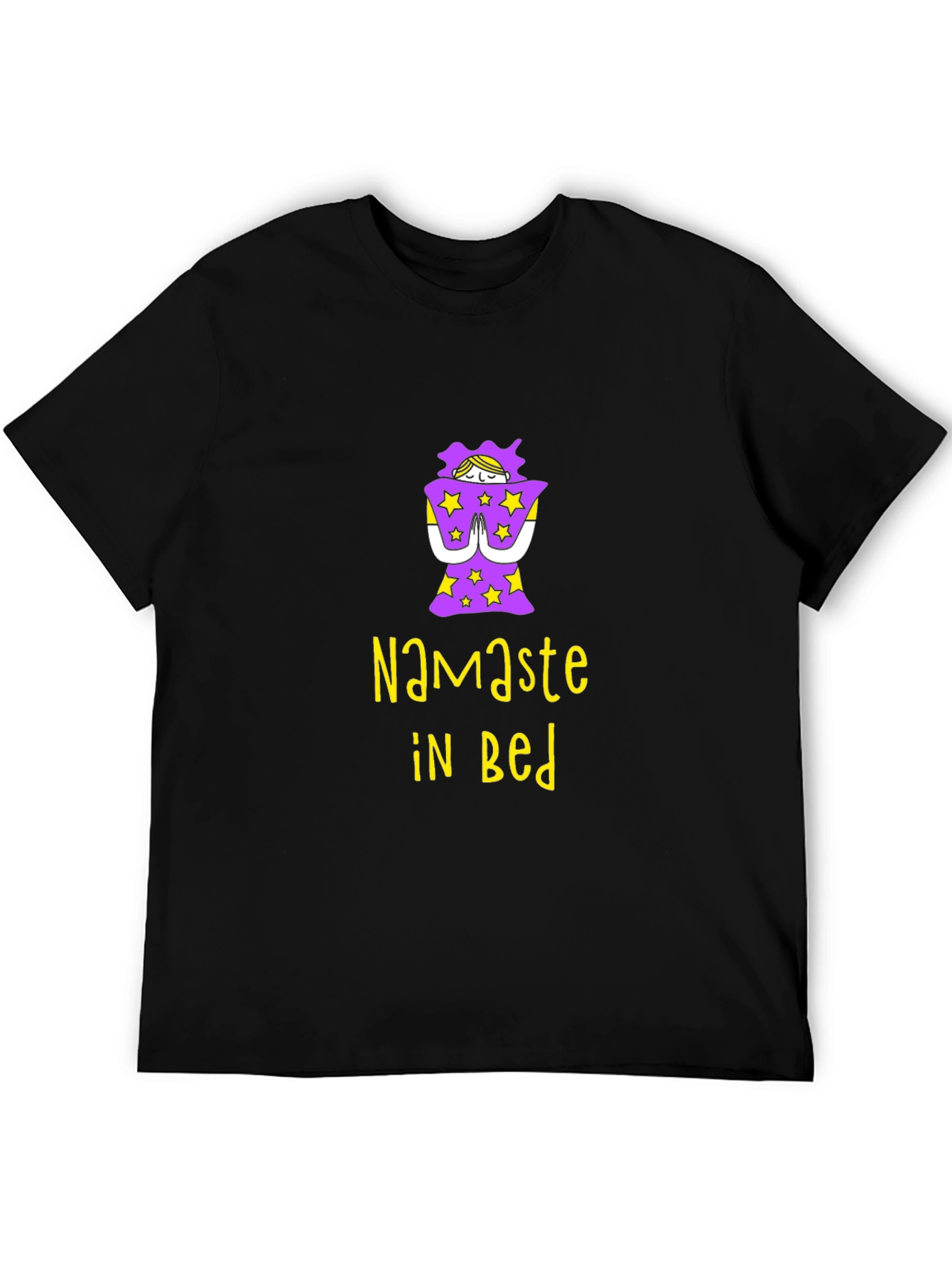 Namaste In Bed Graphic Tee - Black Cotton T-Shirt