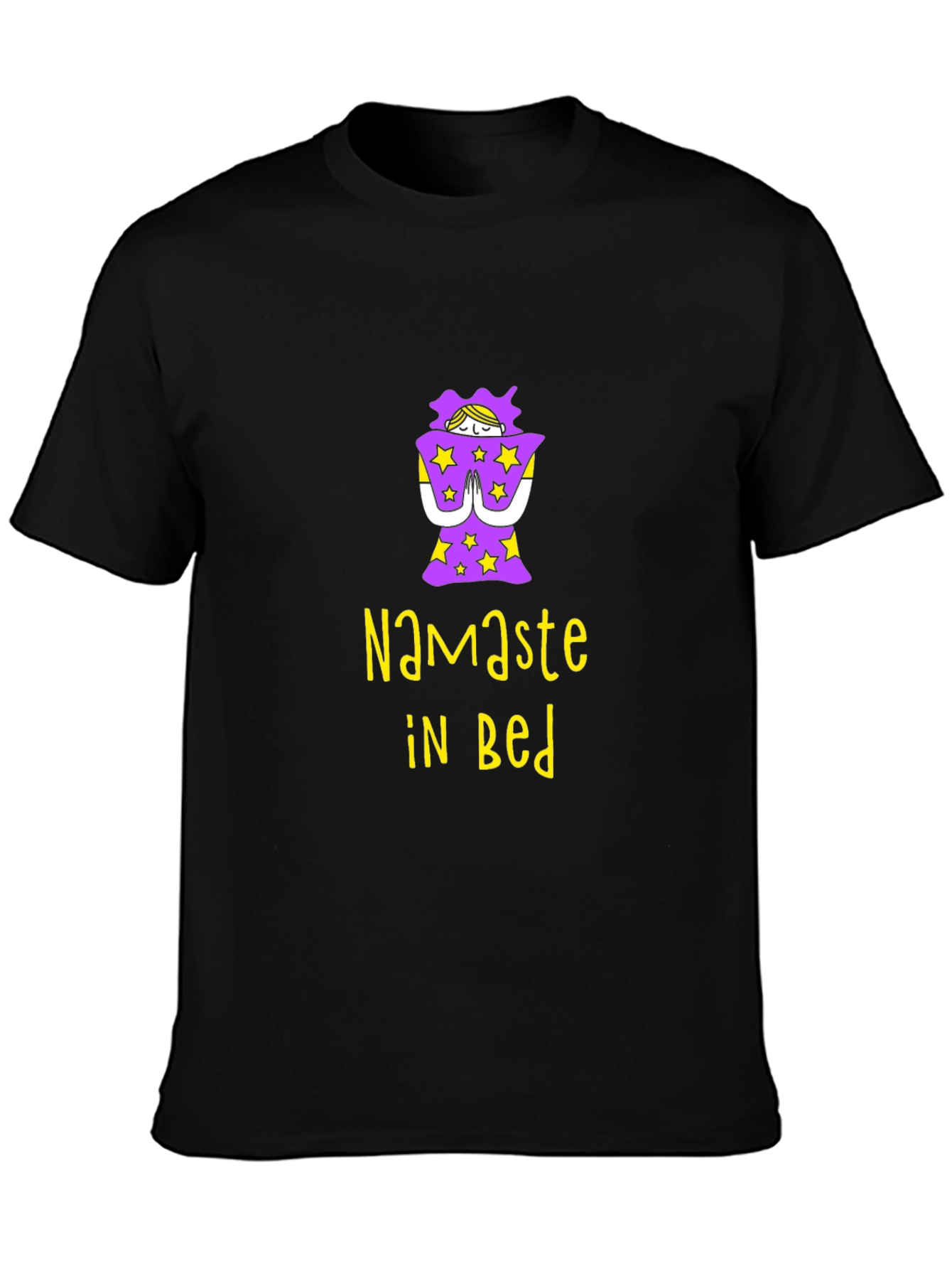 Namaste In Bed Graphic Tee - Black Cotton T-Shirt