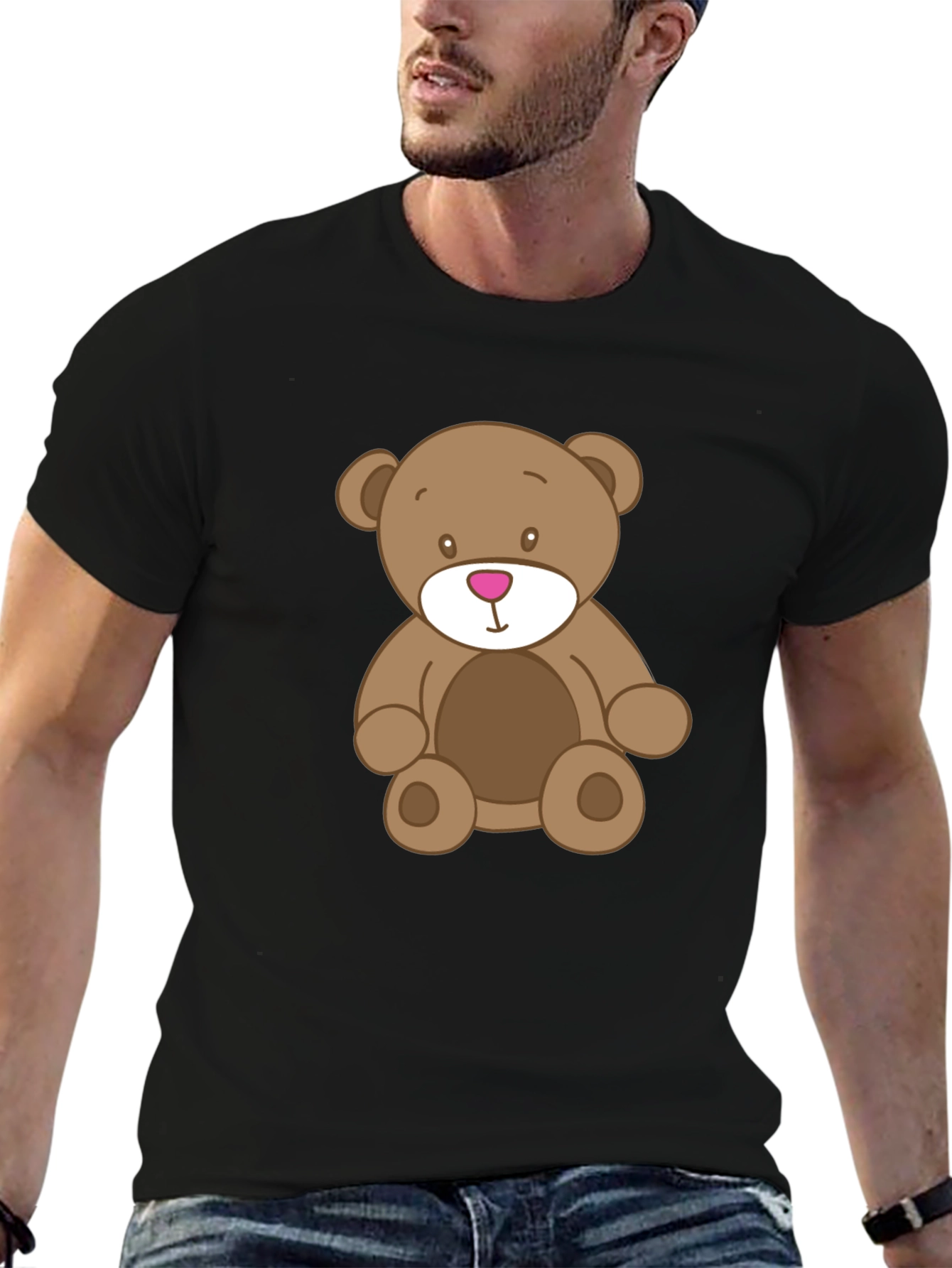 Teddy Bear Graphic Black T-Shirt