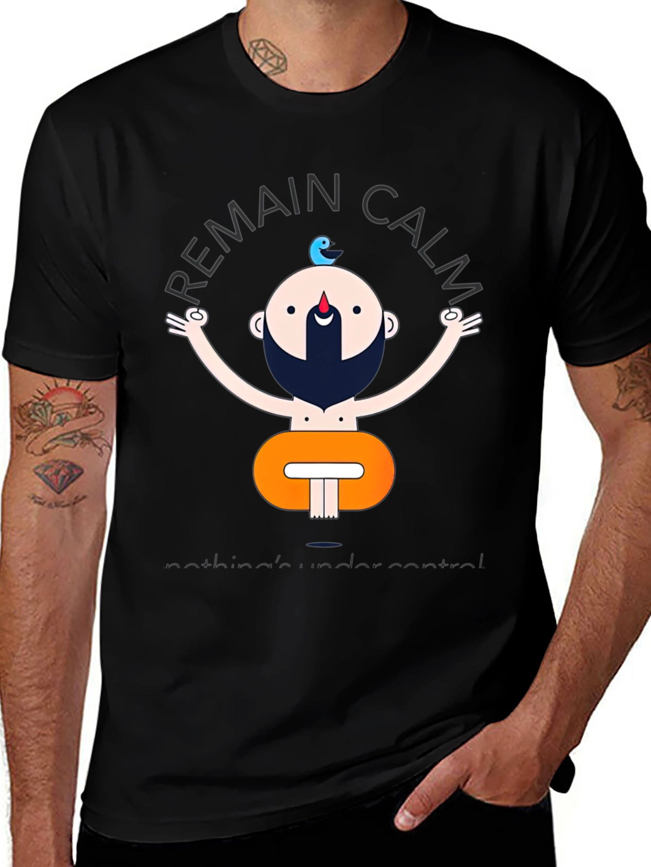 Remain Calm Yoga Graphic Black T-Shirt