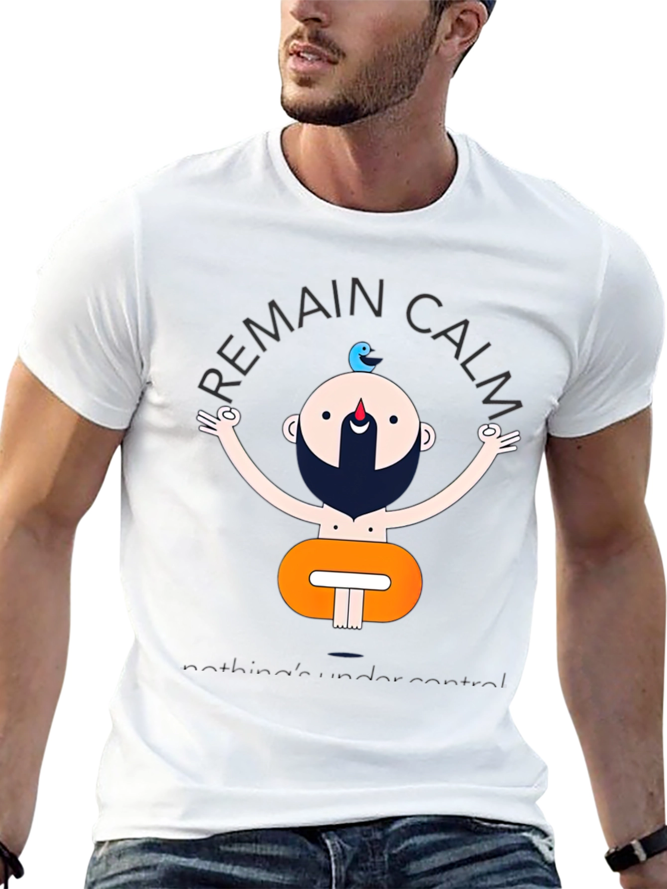 Remain Calm Yoga Graphic Black T-Shirt