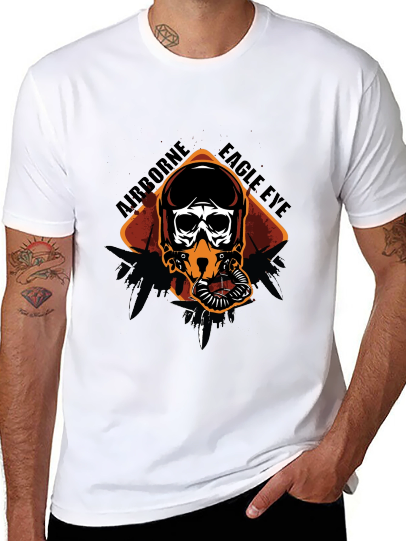 Airborne Eagle Eye Pilot Skull Graphic Tee