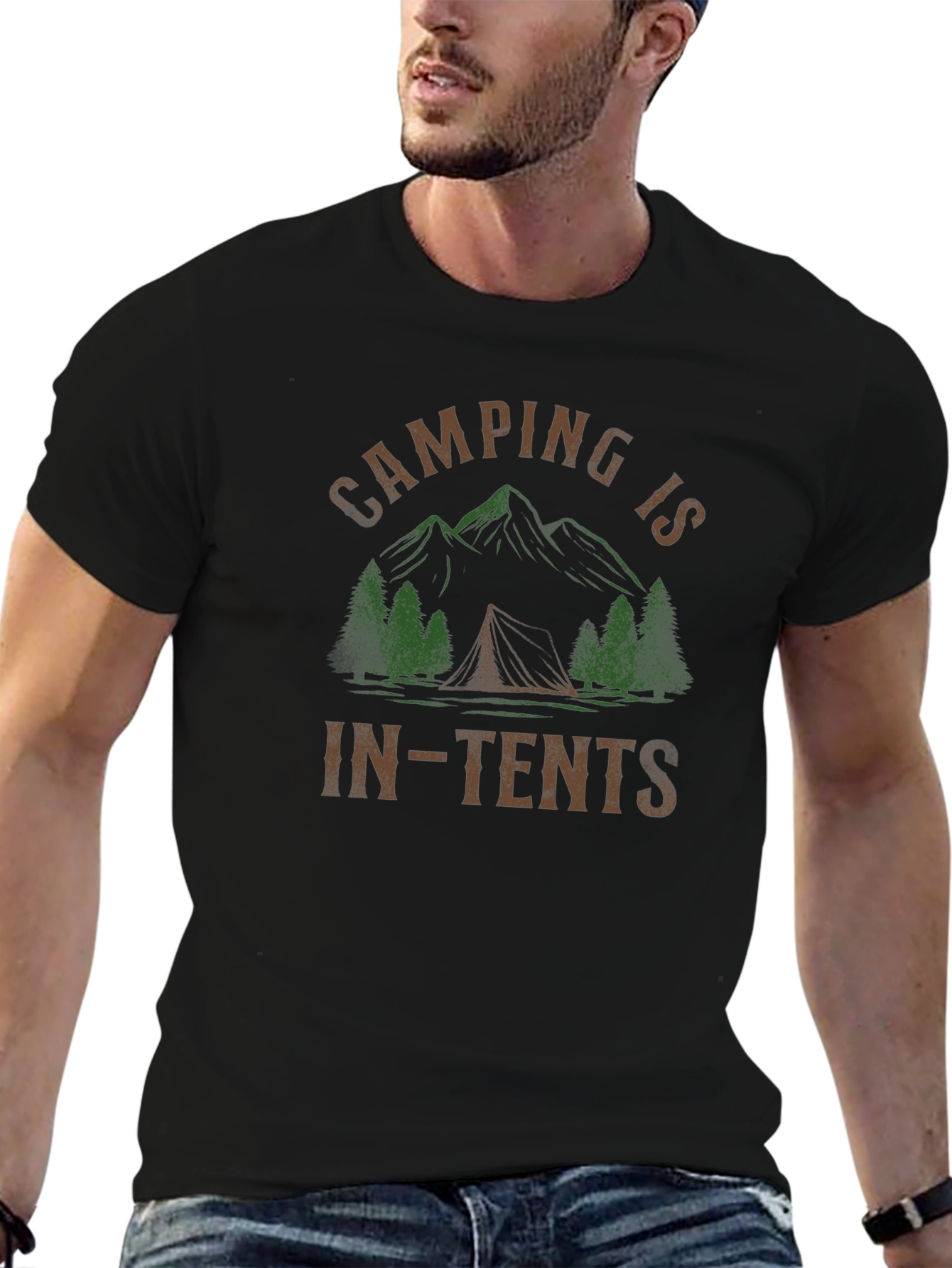 Camping Is In-Tents Black T-Shirt