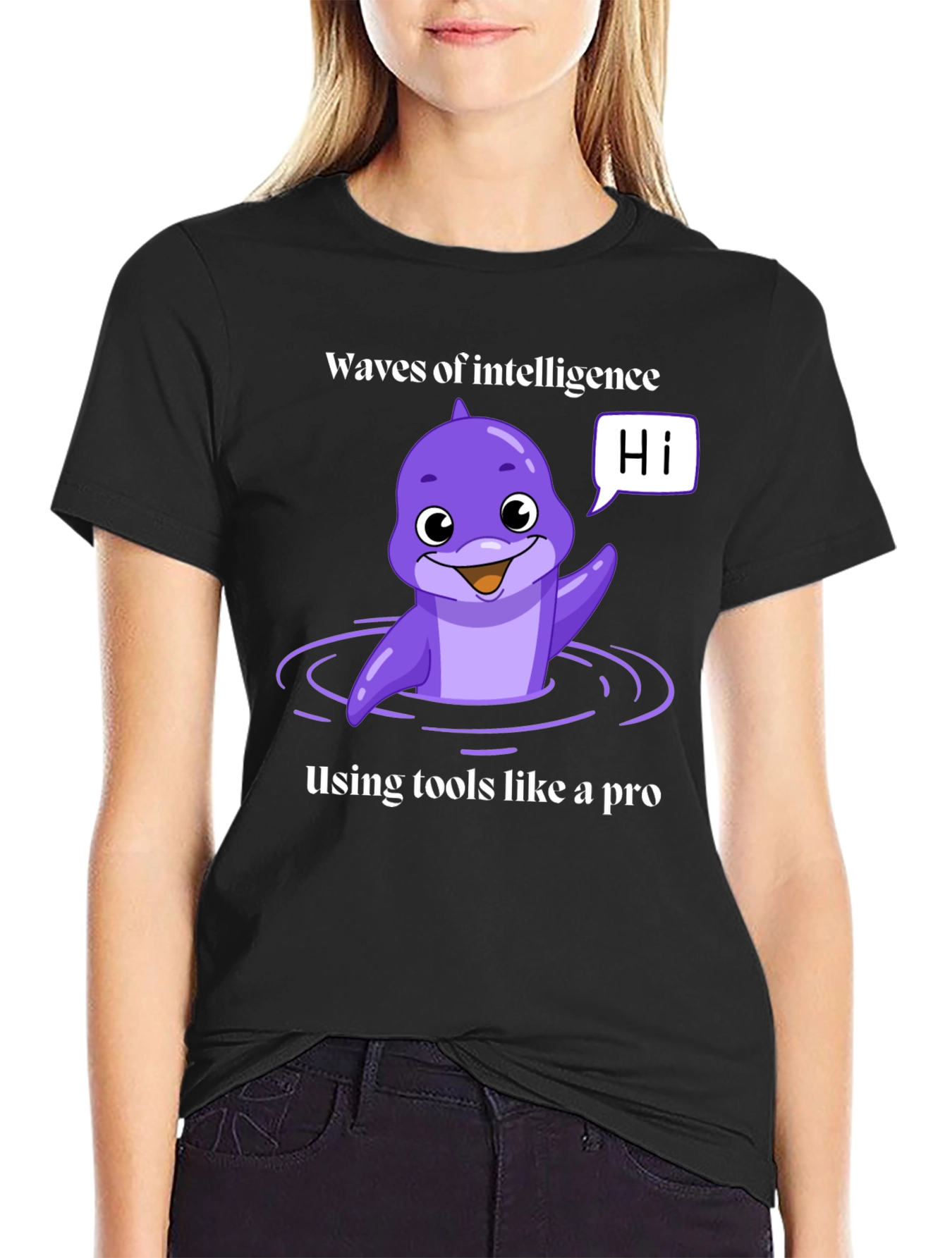 Waves of Intelligence Dolphin Tee