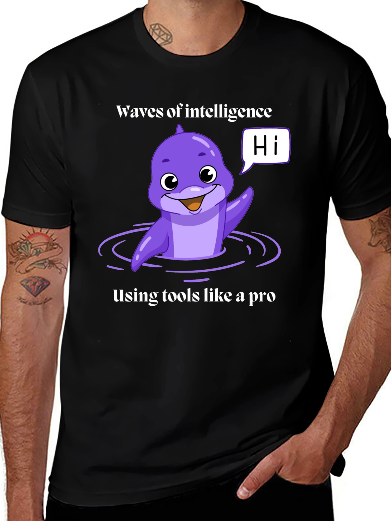 Waves of Intelligence Dolphin Tee
