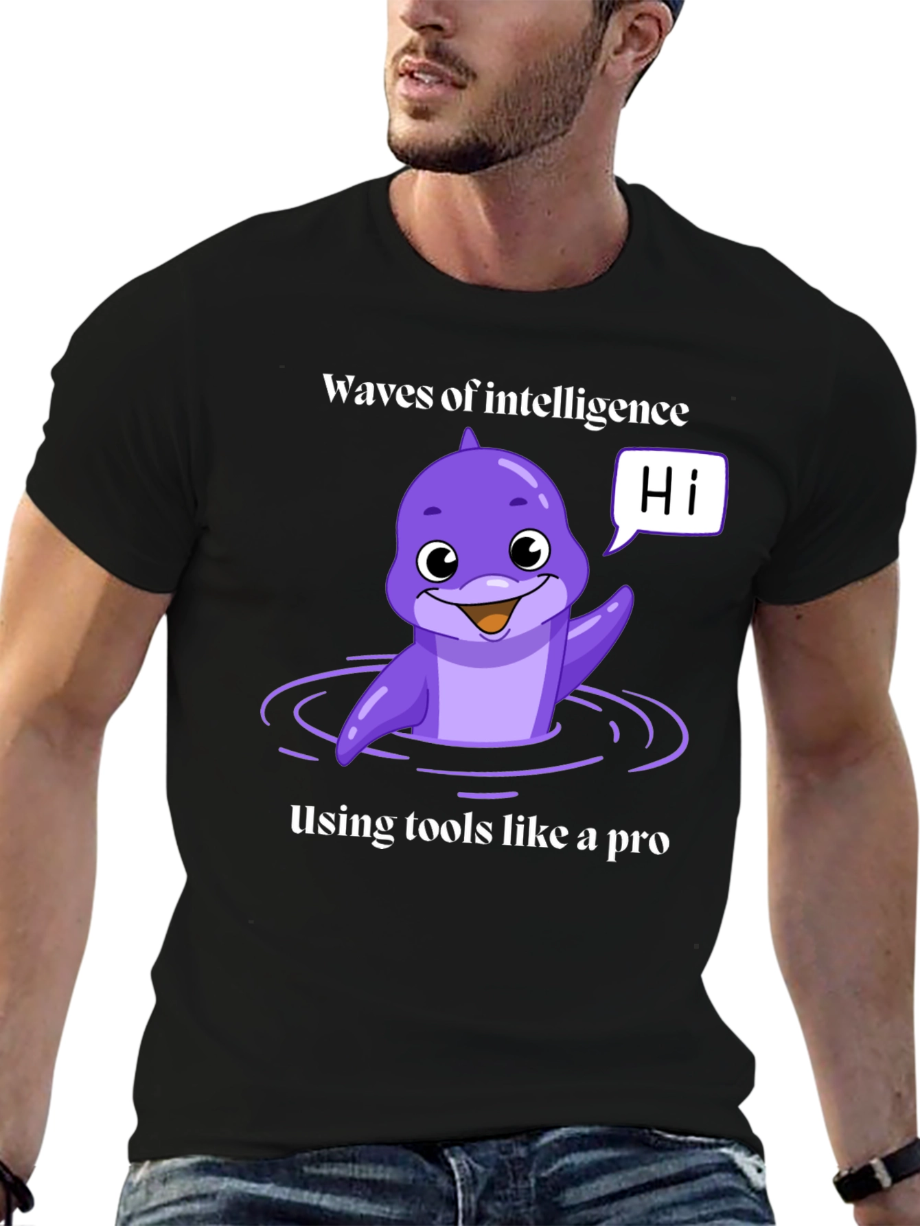 Waves of Intelligence Dolphin Tee