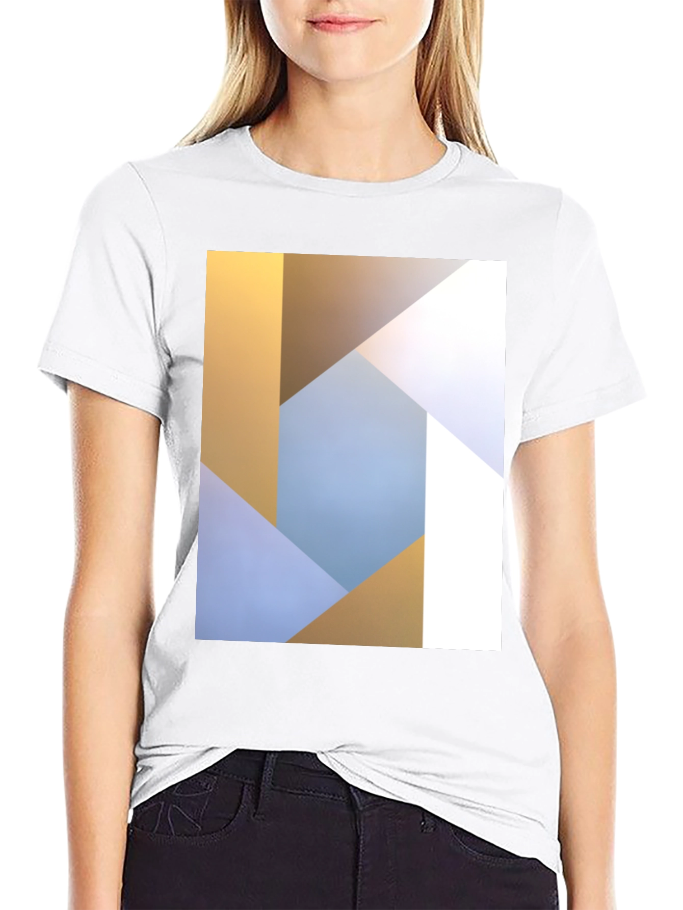 Abstract Geometric Print Black T-Shirt