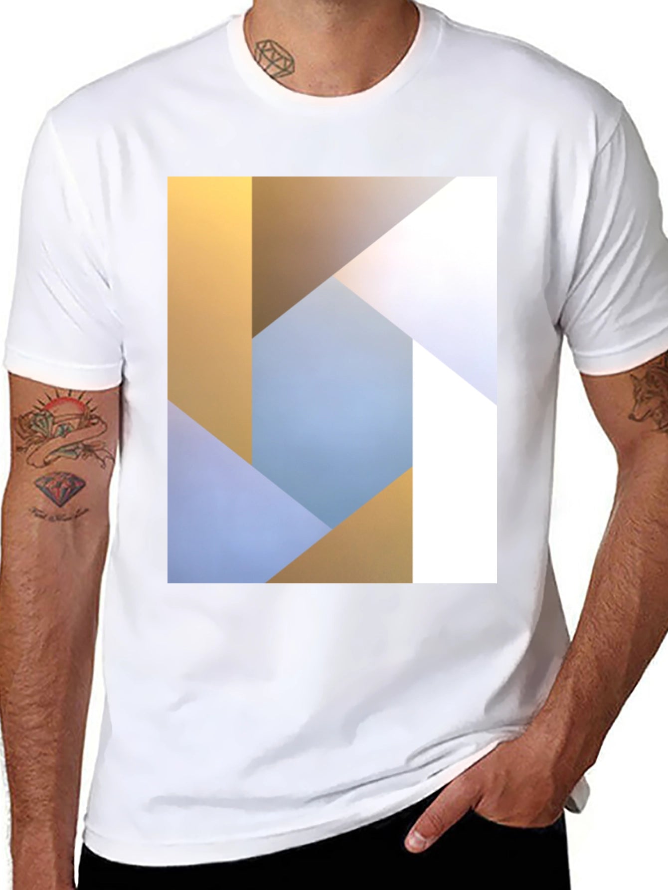 Abstract Geometric Print Black T-Shirt