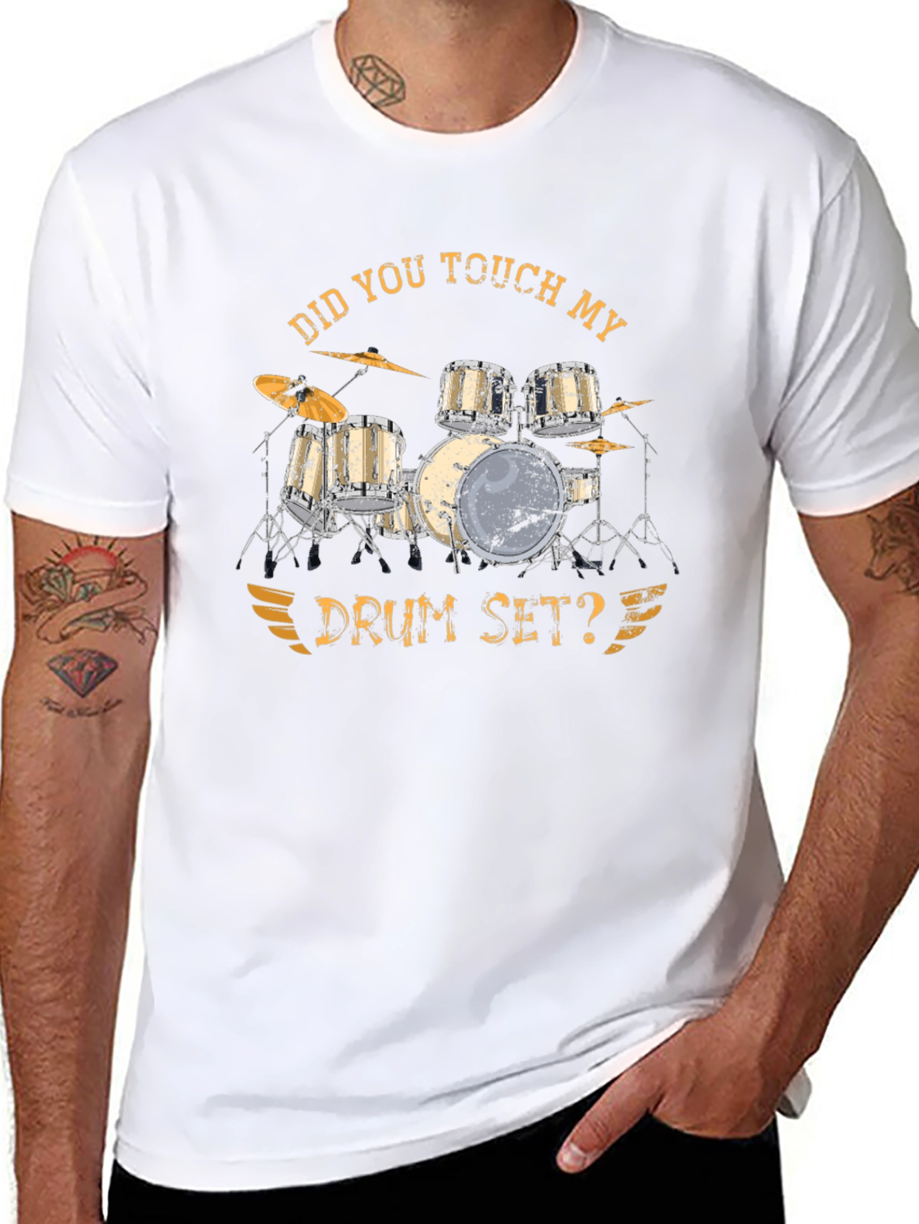 Drum Set Graphic T-Shirt - Funny Music Tee