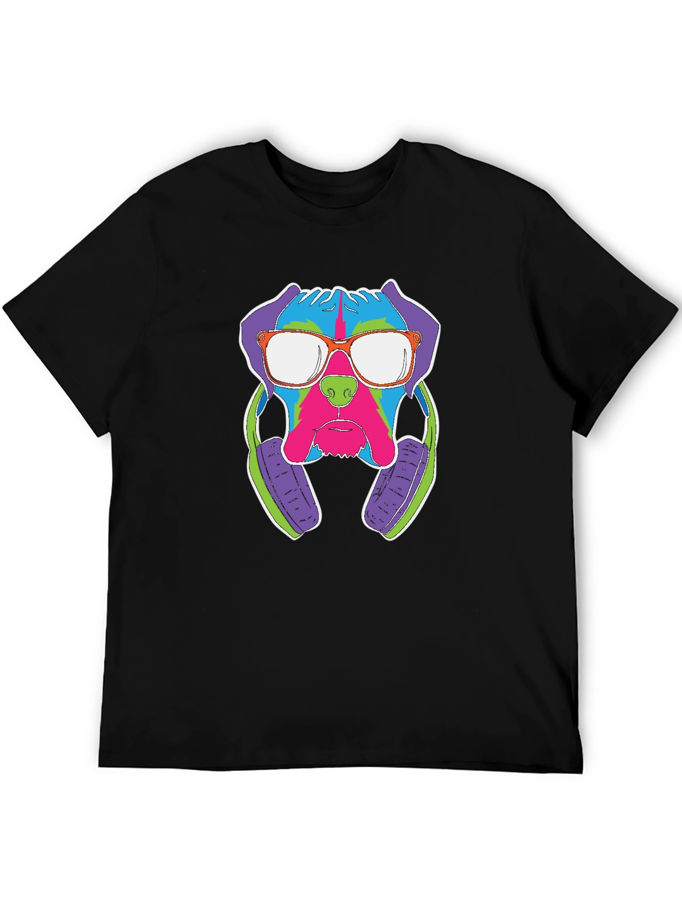 Cool Dog with Headphones Graphic T-Shirt