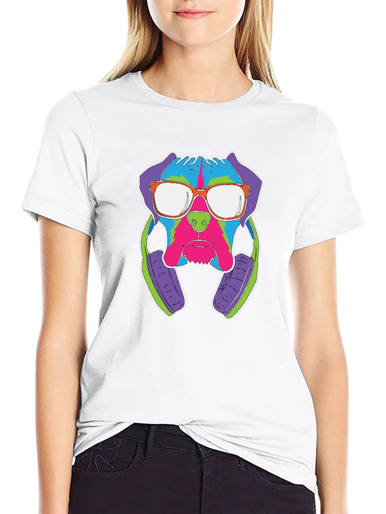 Cool Dog with Headphones Graphic T-Shirt