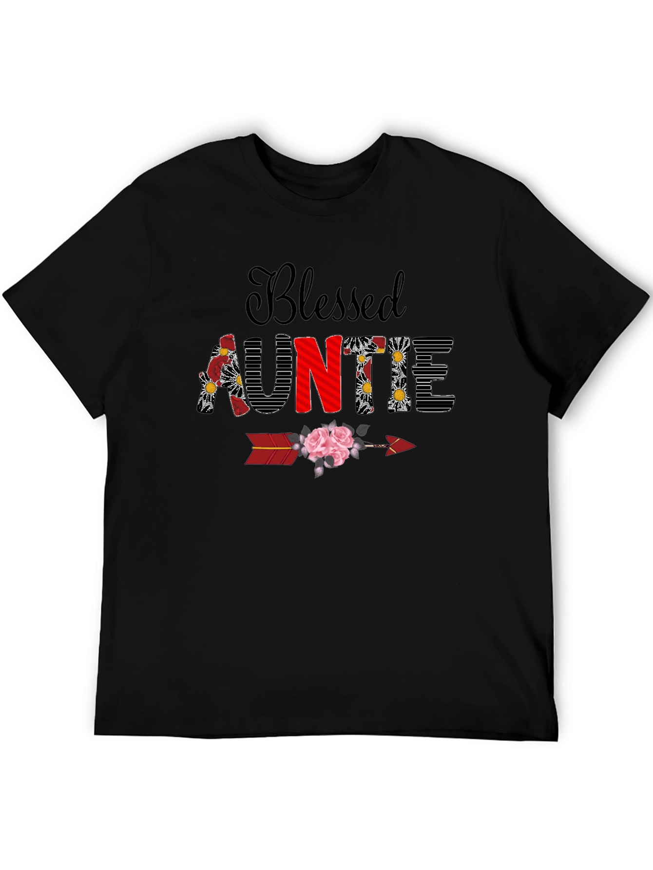 Blessed Auntie Floral Arrow T-Shirt