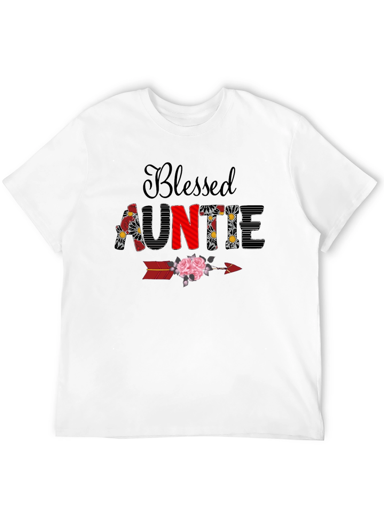 Blessed Auntie Floral Arrow T-Shirt