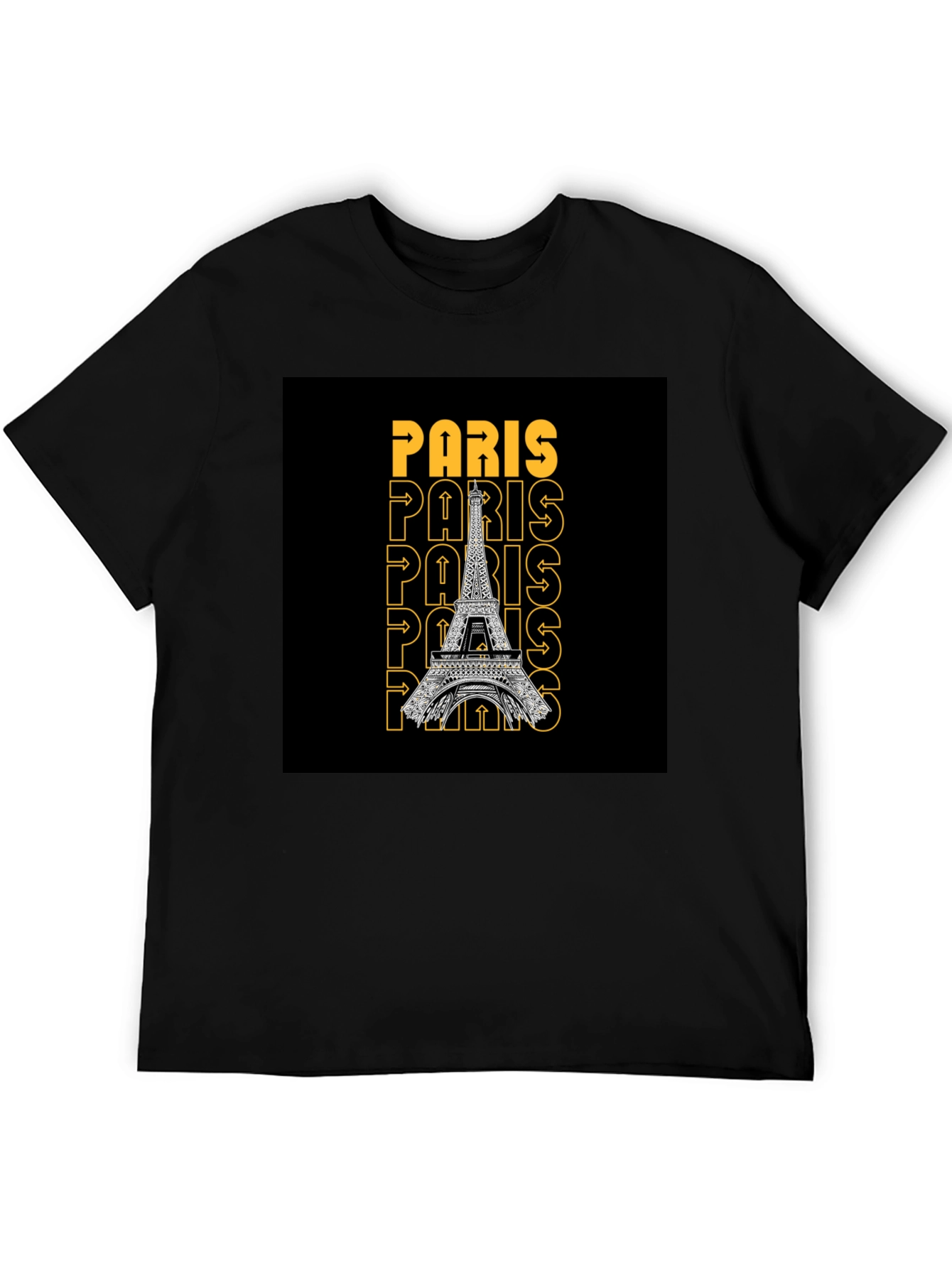 Paris Eiffel Tower Graphic Print Black T-Shirt