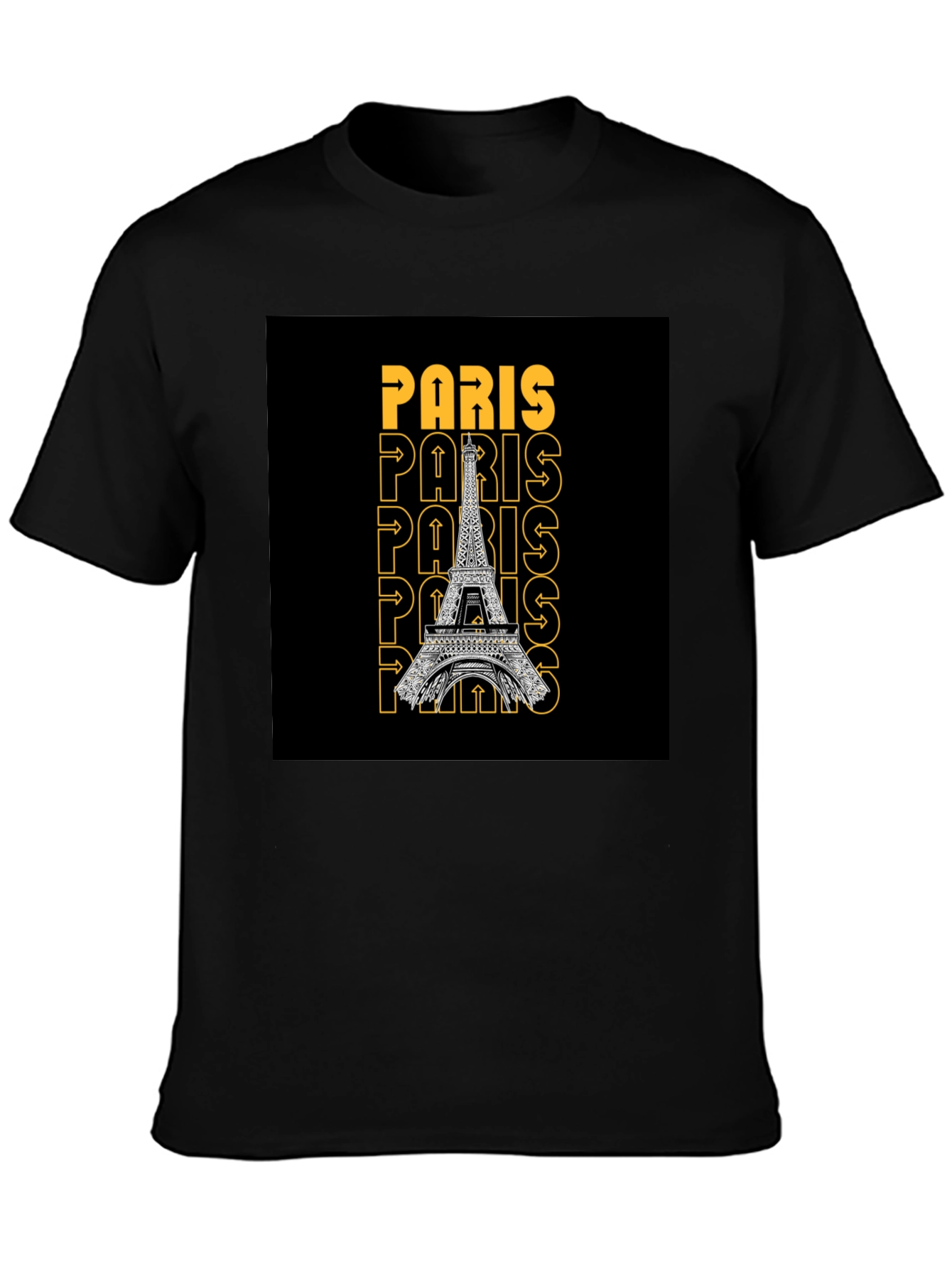 Paris Eiffel Tower Graphic Print Black T-Shirt