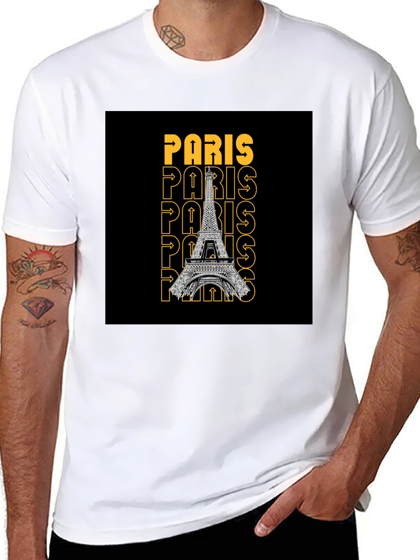 Paris Eiffel Tower Graphic Print Black T-Shirt