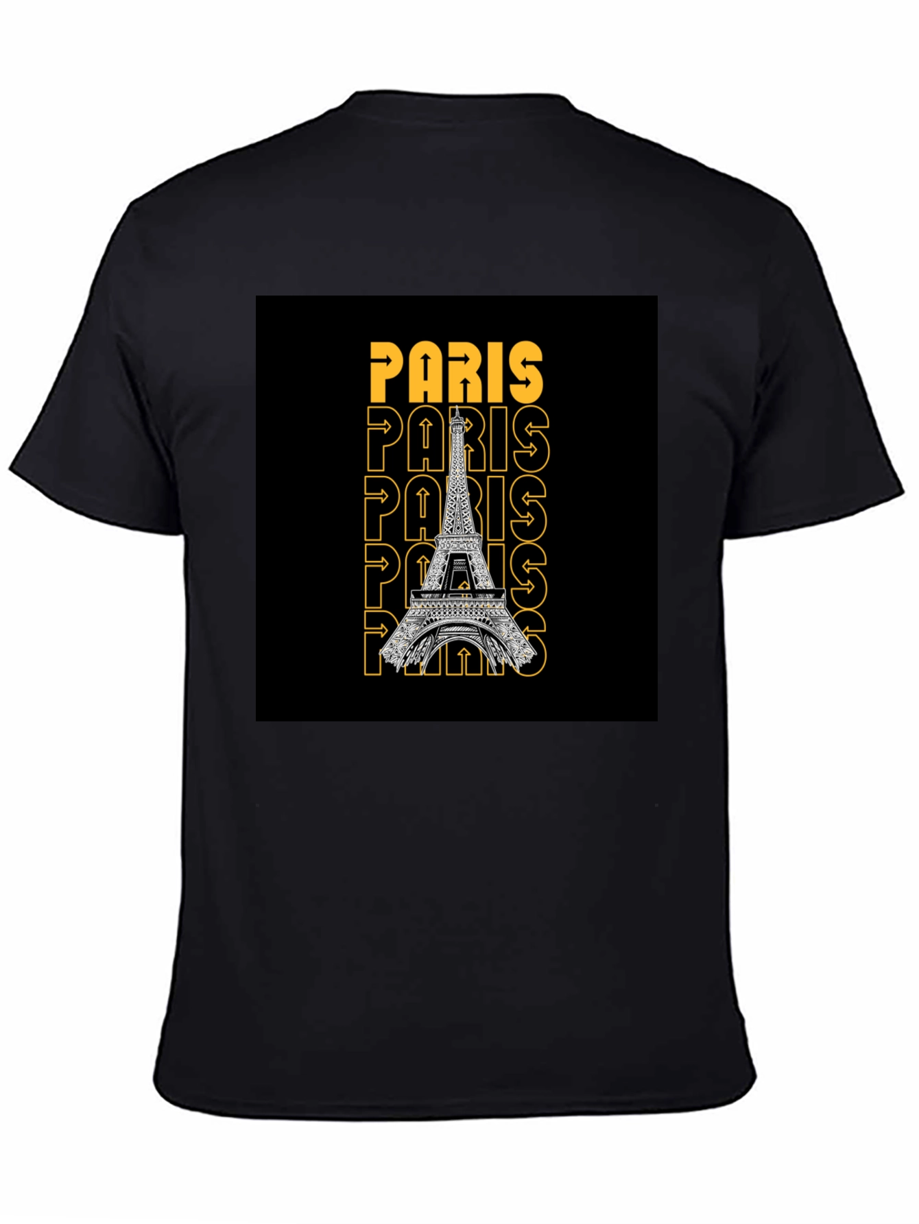 Paris Eiffel Tower Graphic Print Black T-Shirt