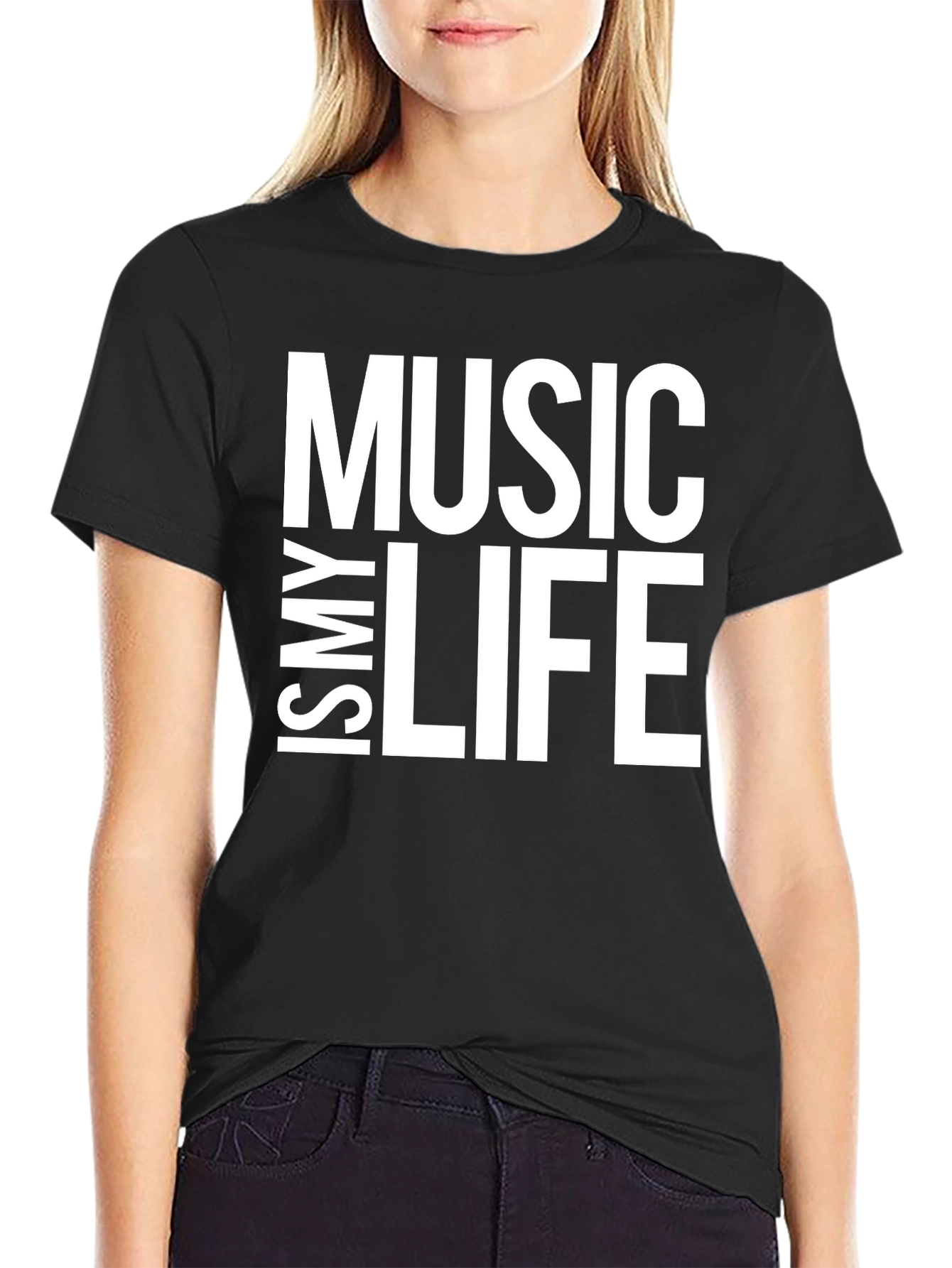 Music Is My Life Black Graphic Tee Shirt