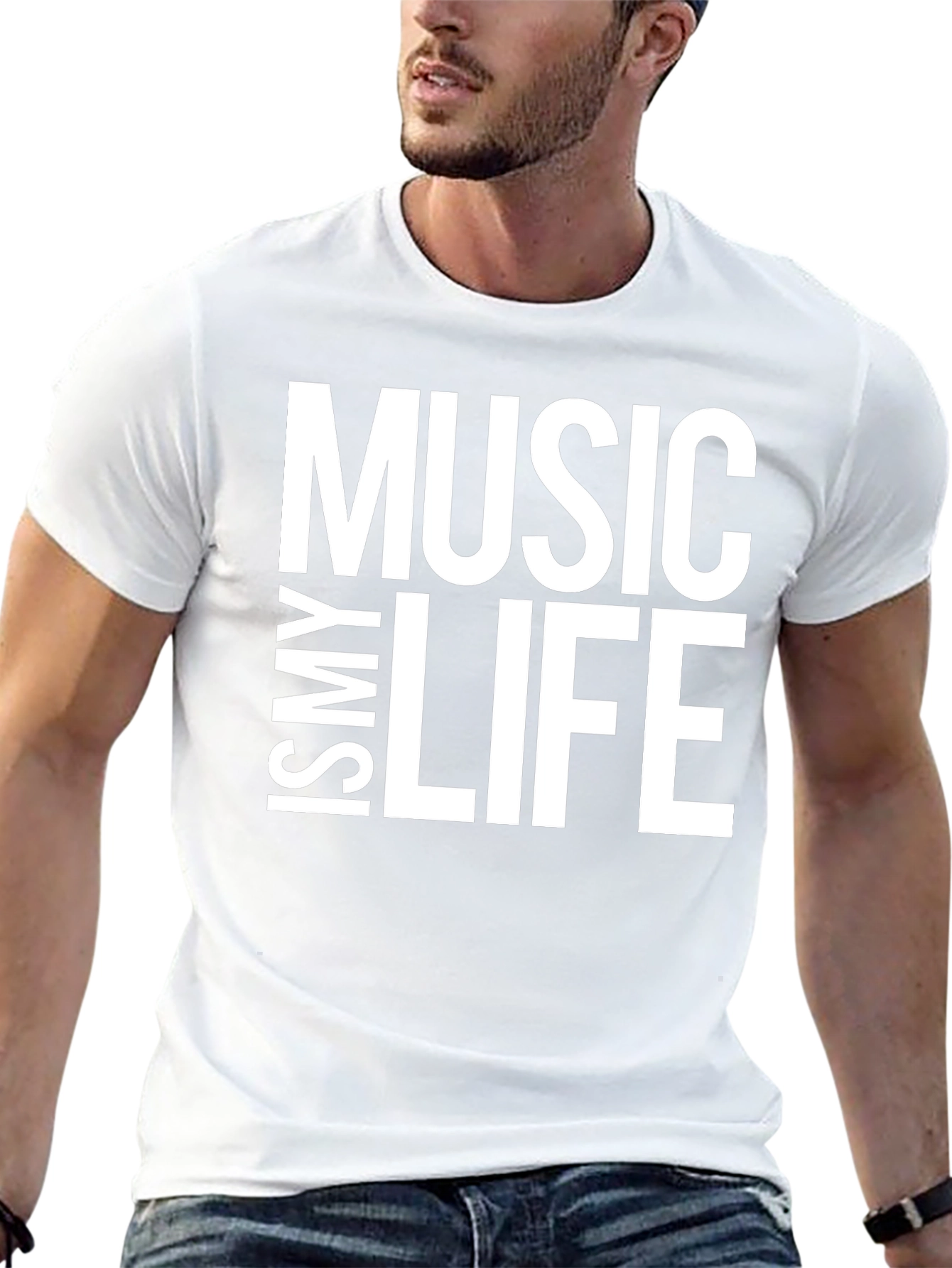 Music Is My Life Black Graphic Tee Shirt