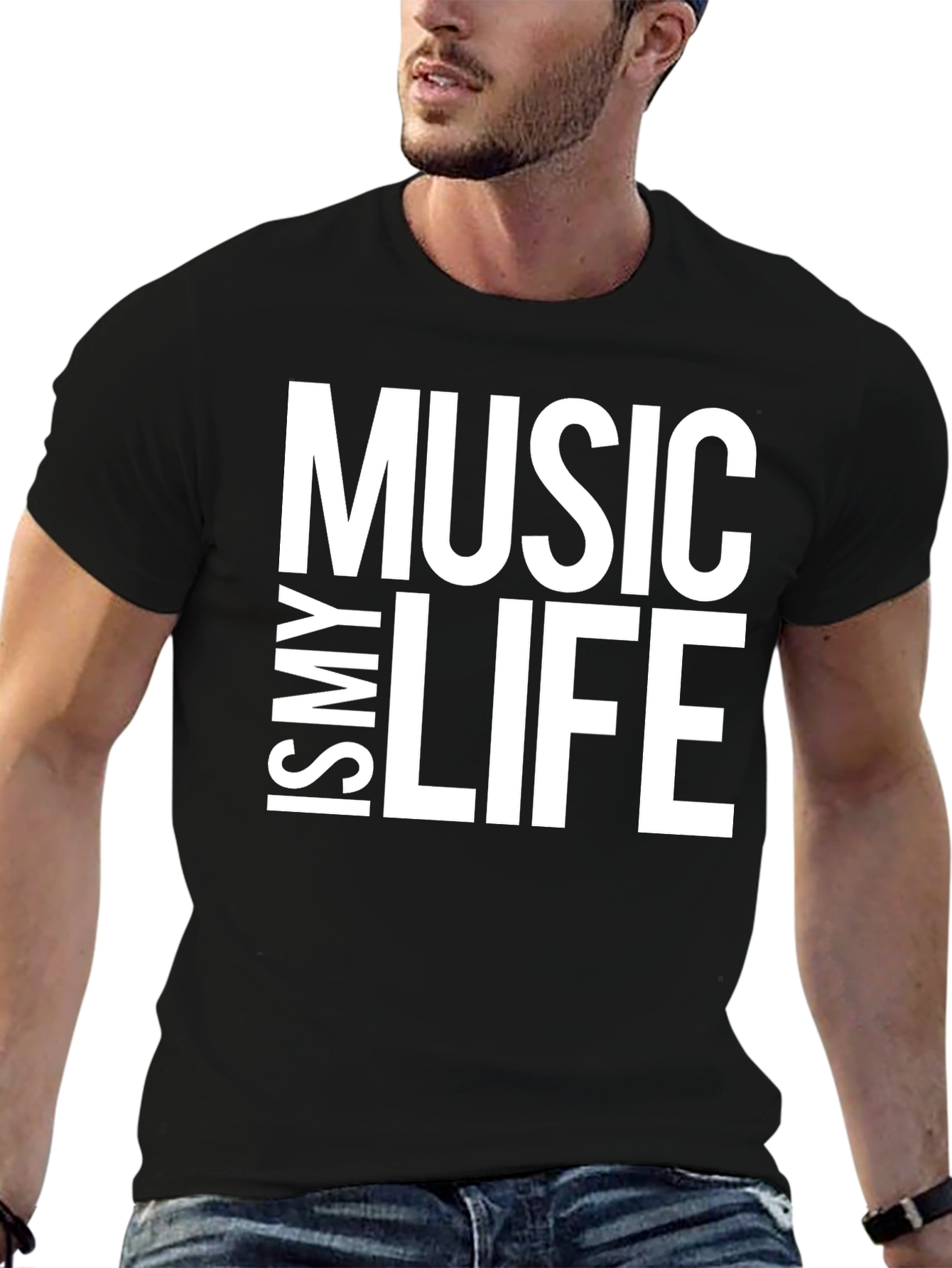 Music Is My Life Black Graphic Tee Shirt