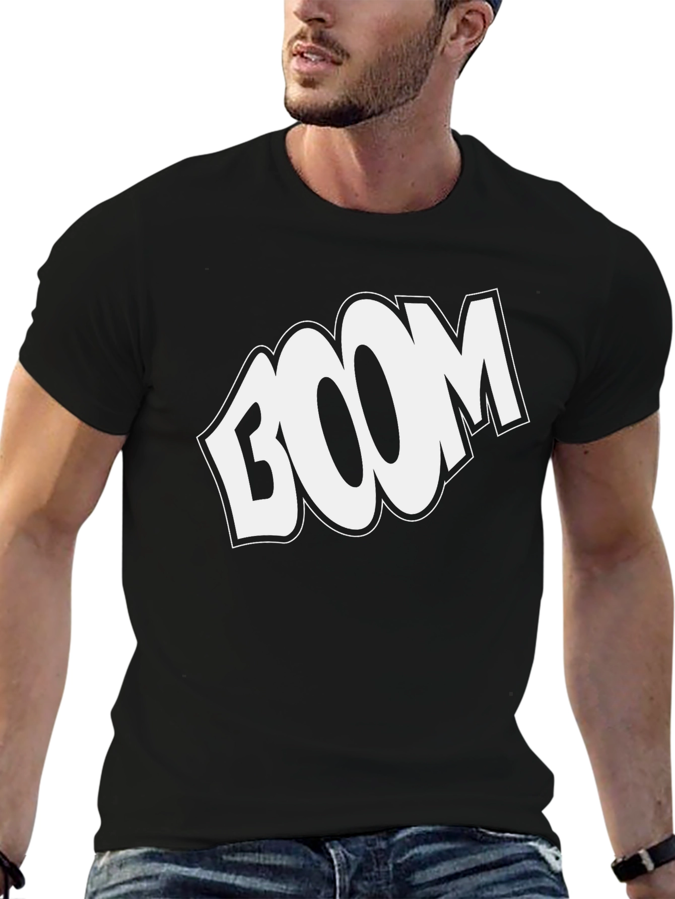 BOOM Graphic Print Black T-Shirt