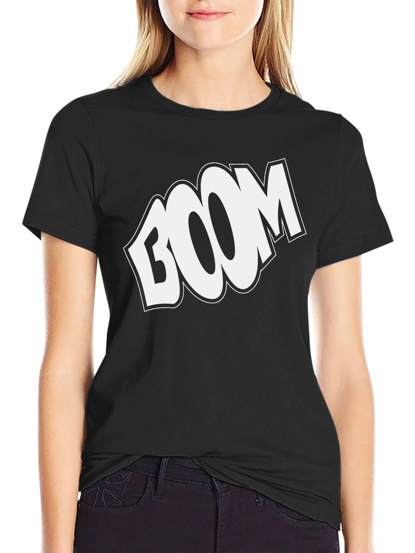 BOOM Graphic Print Black T-Shirt