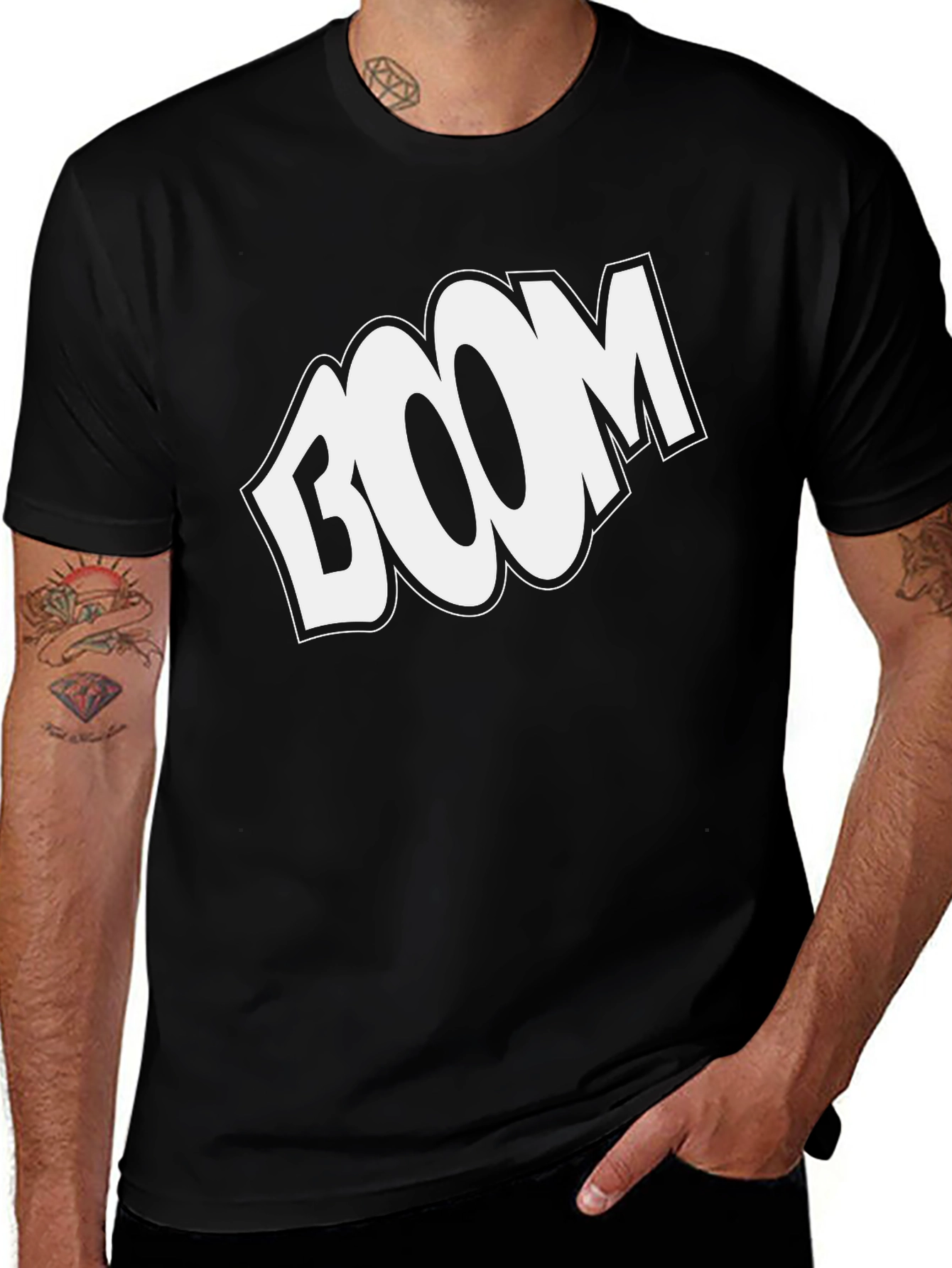 BOOM Graphic Print Black T-Shirt