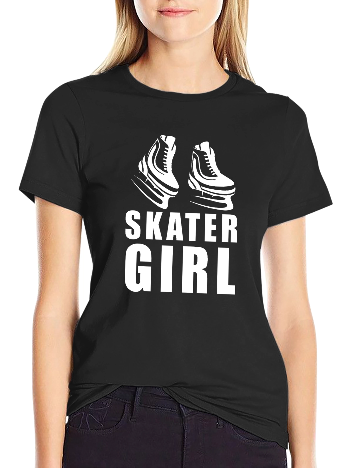 Skater Girl Graphic Tee - Black Unisex T-Shirt