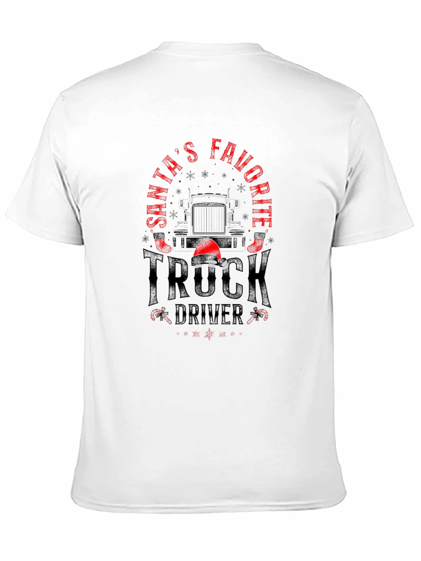 Santas Favorite Truck Driver Black Graphic T-Shirt
