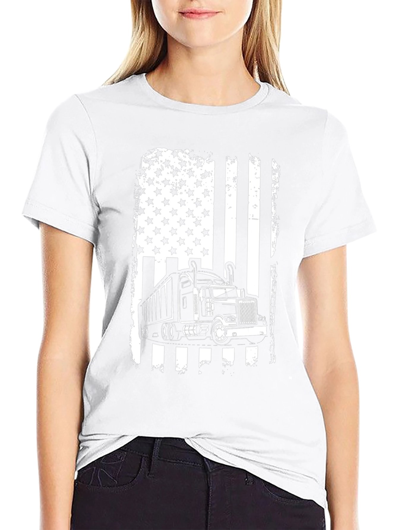 Trucker Flag Graphic T-Shirt - Black