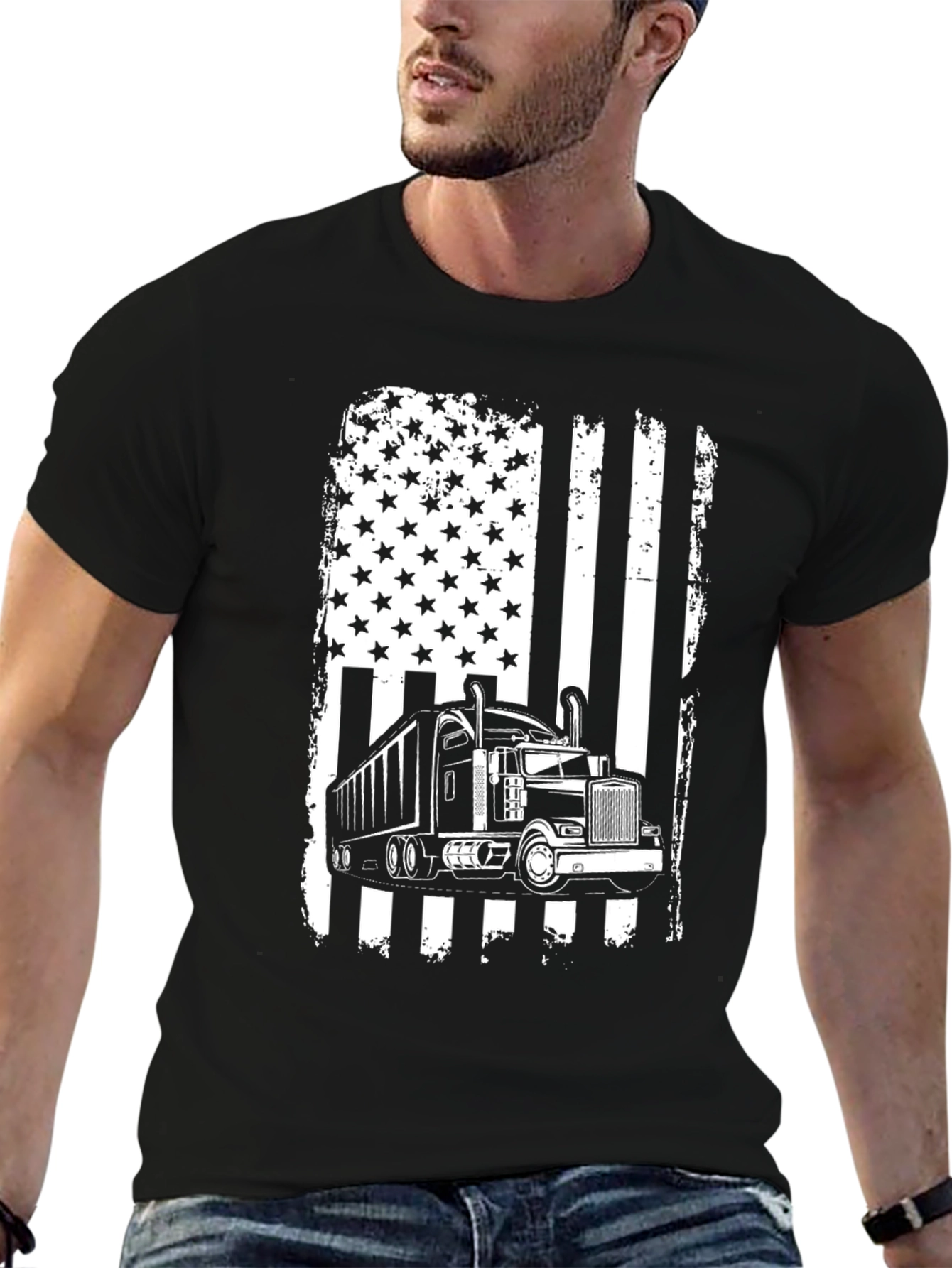 Trucker Flag Graphic T-Shirt - Black