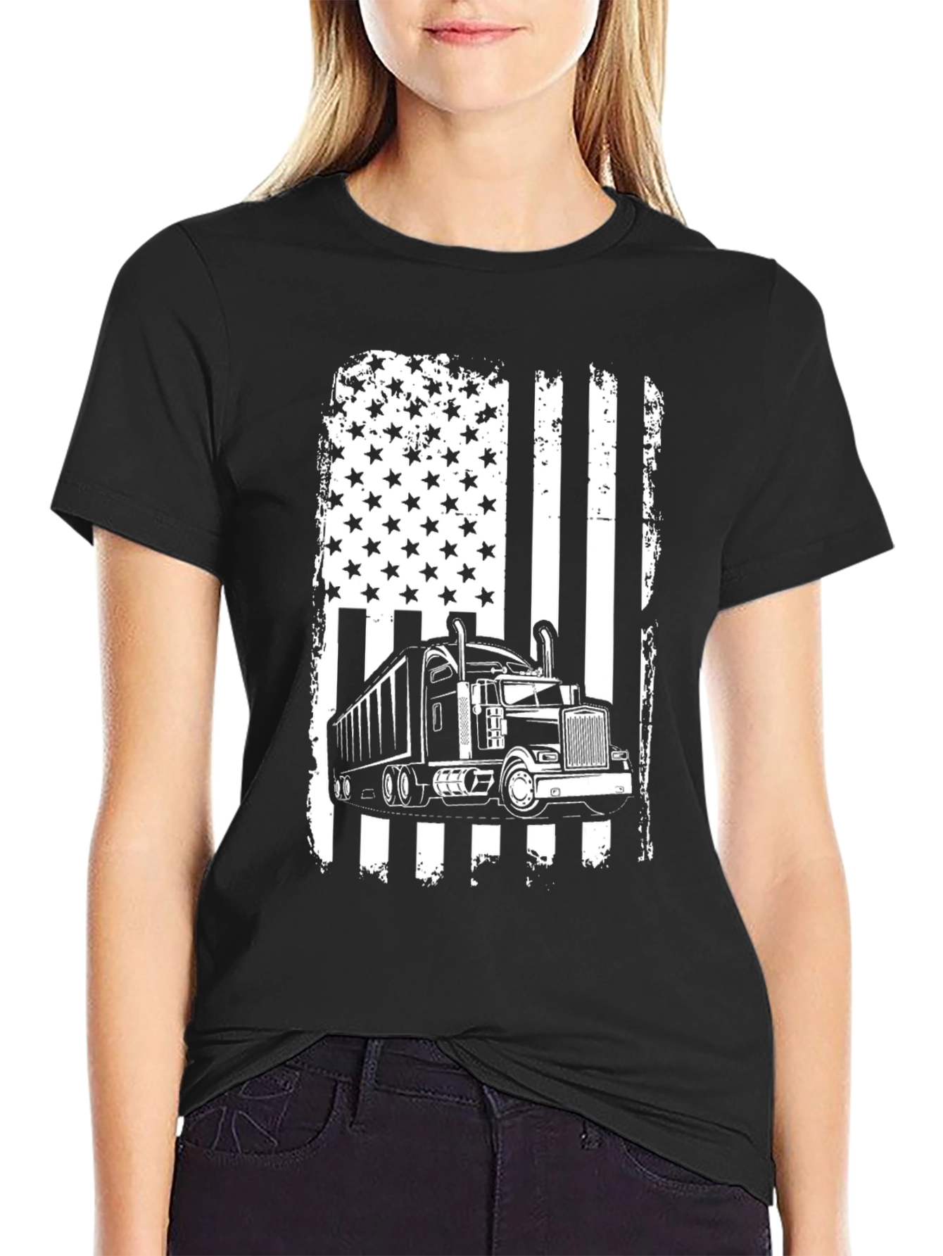 Trucker Flag Graphic T-Shirt - Black