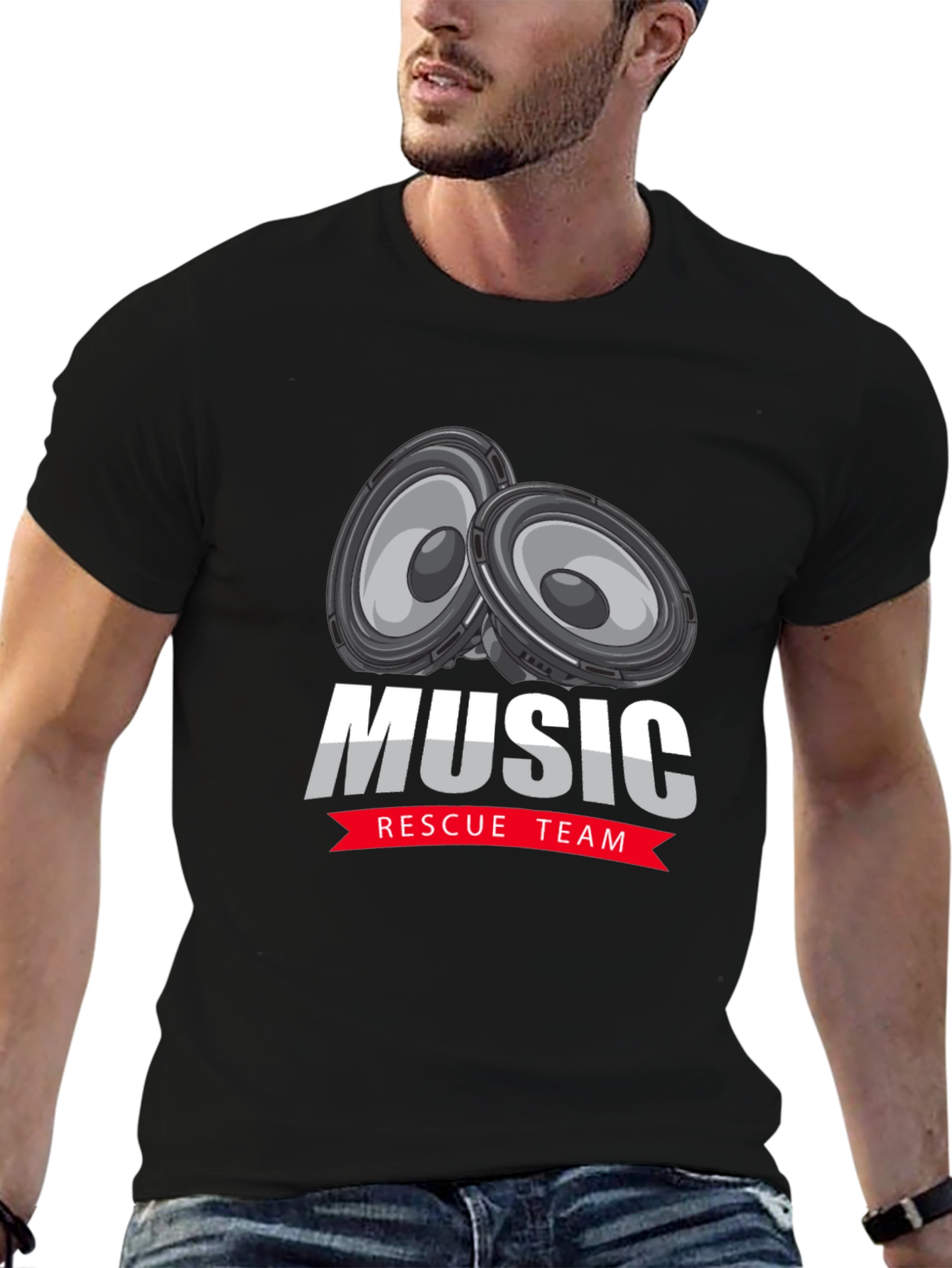 Music Rescue Team Black T-Shirt
