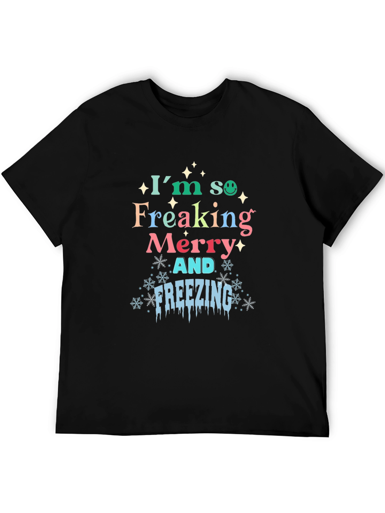 Merry & Freezing Graphic Tee - Holiday T-Shirt