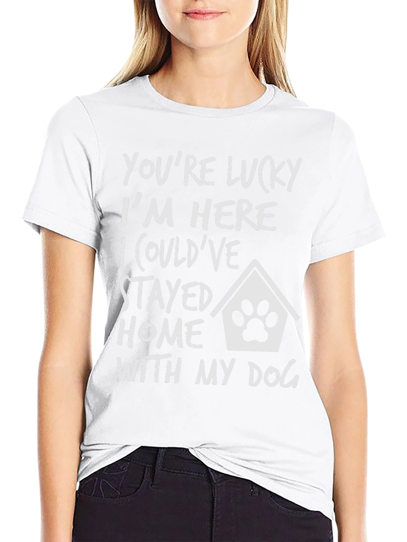 Lucky Im Here Dog T-Shirt